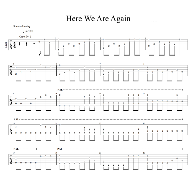 Here We Are Again吉他谱_variousartists_HereWeAreAgain指弹谱原调__网络转载_调_HereWeAreAgain