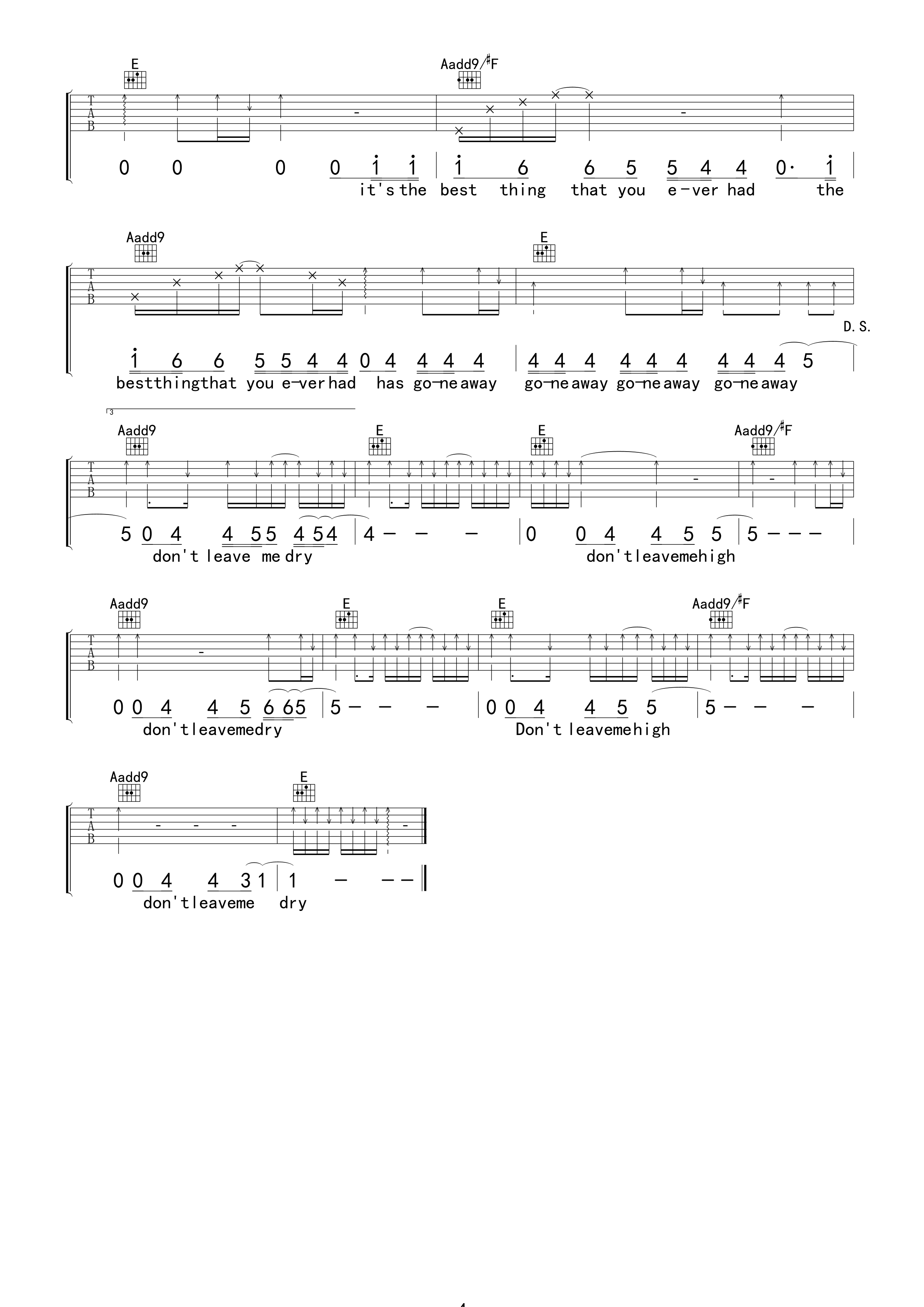High and Dry吉他谱_Radiohead_HighandDry_卢海江_E调