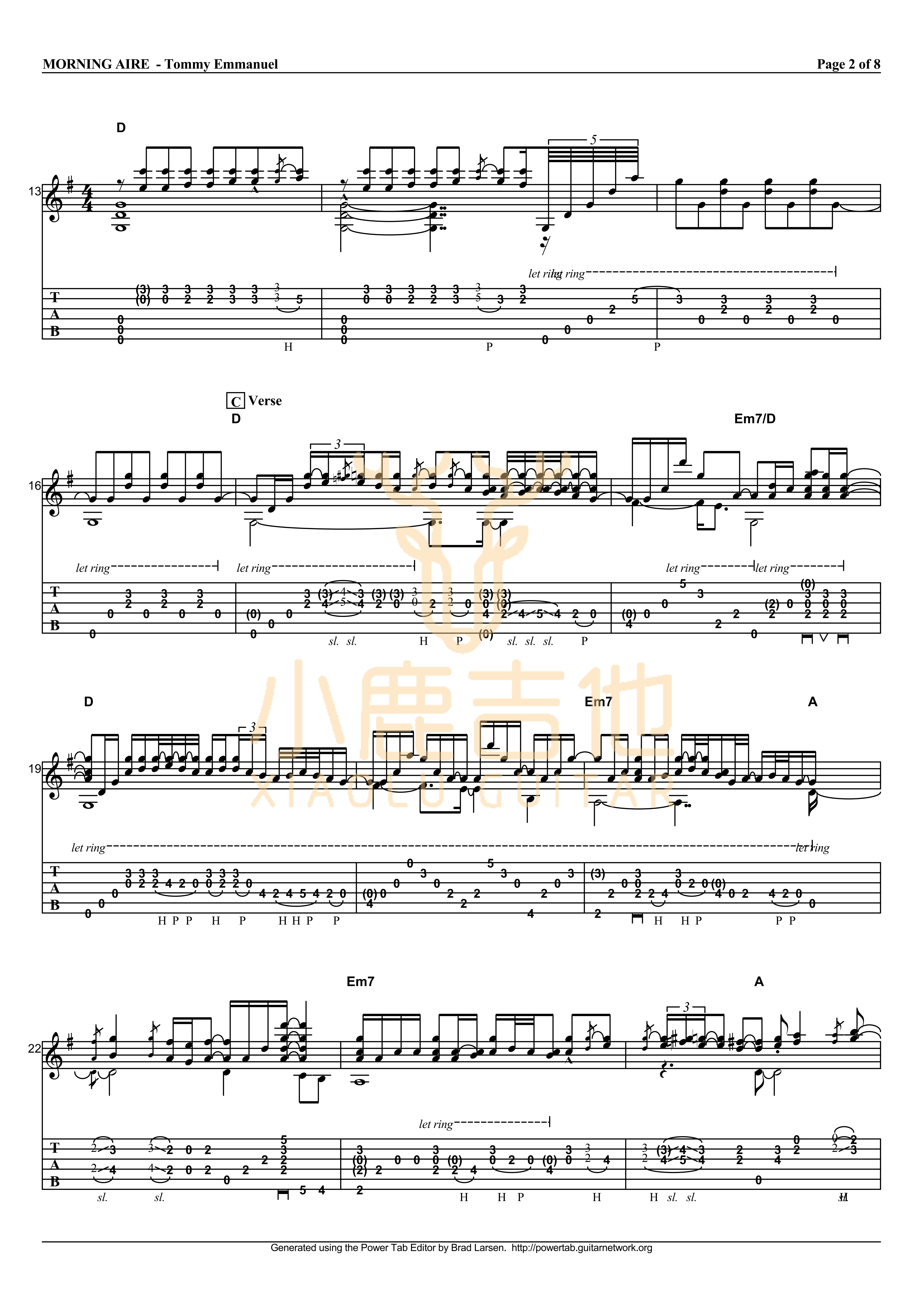 Morning Aire吉他谱_TommyEmmanuel_MorningAire_小鹿吉他