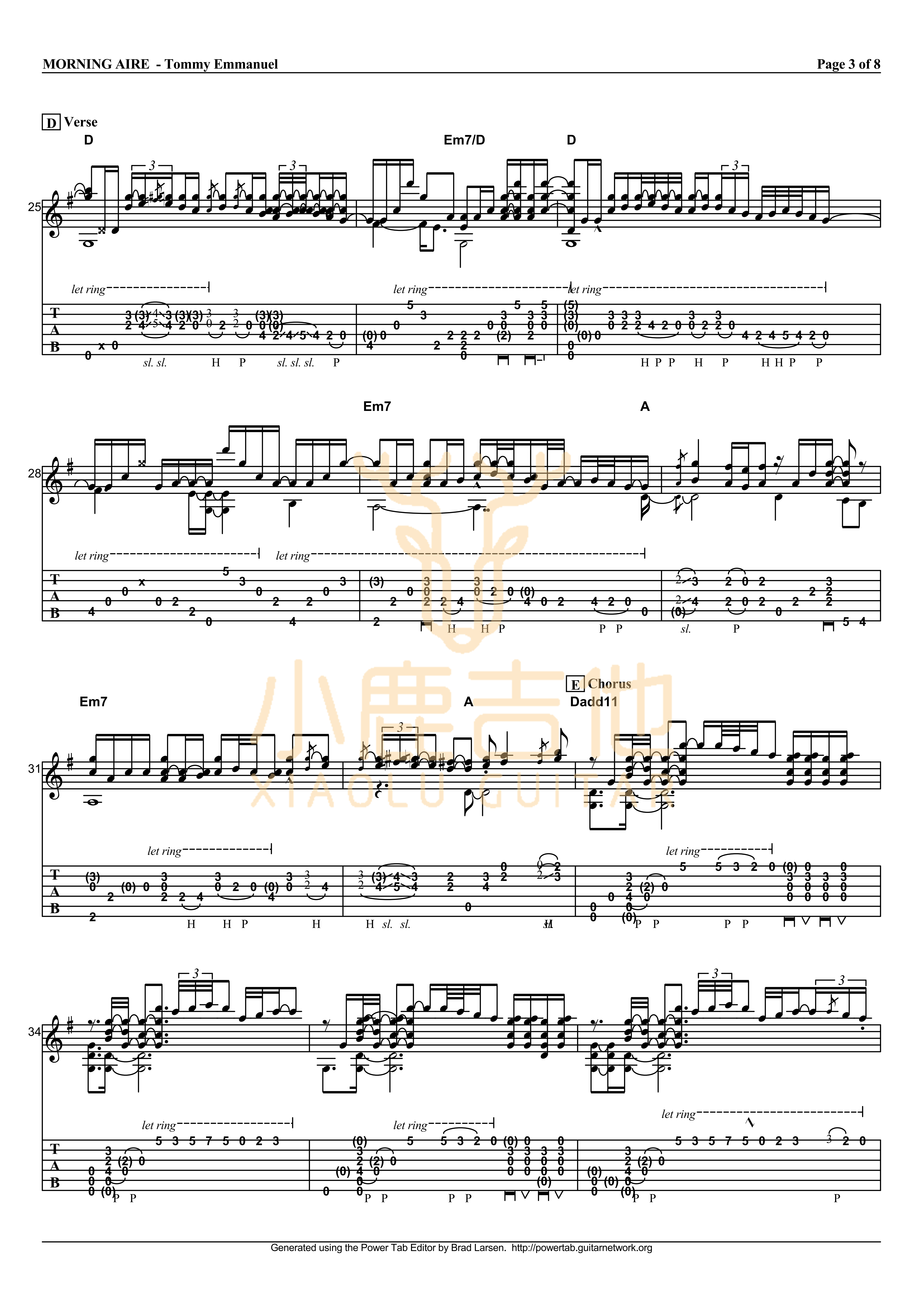 Morning Aire吉他谱_TommyEmmanuel_MorningAire_小鹿吉他