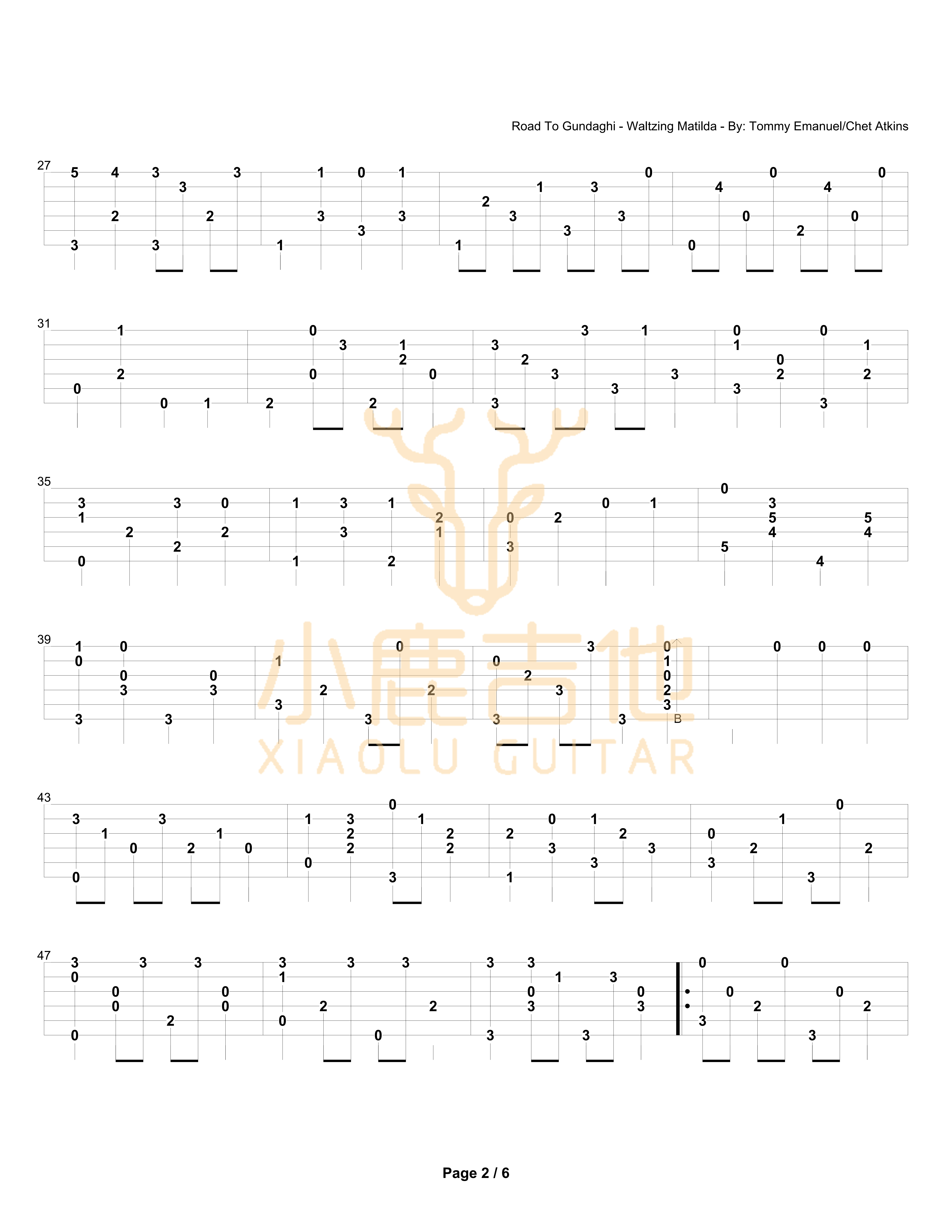 Road To Gundaghi-Waltzing Matilda吉他谱_TommyEmmanuel_RoadToGundaghi-Waltz_小鹿吉他 