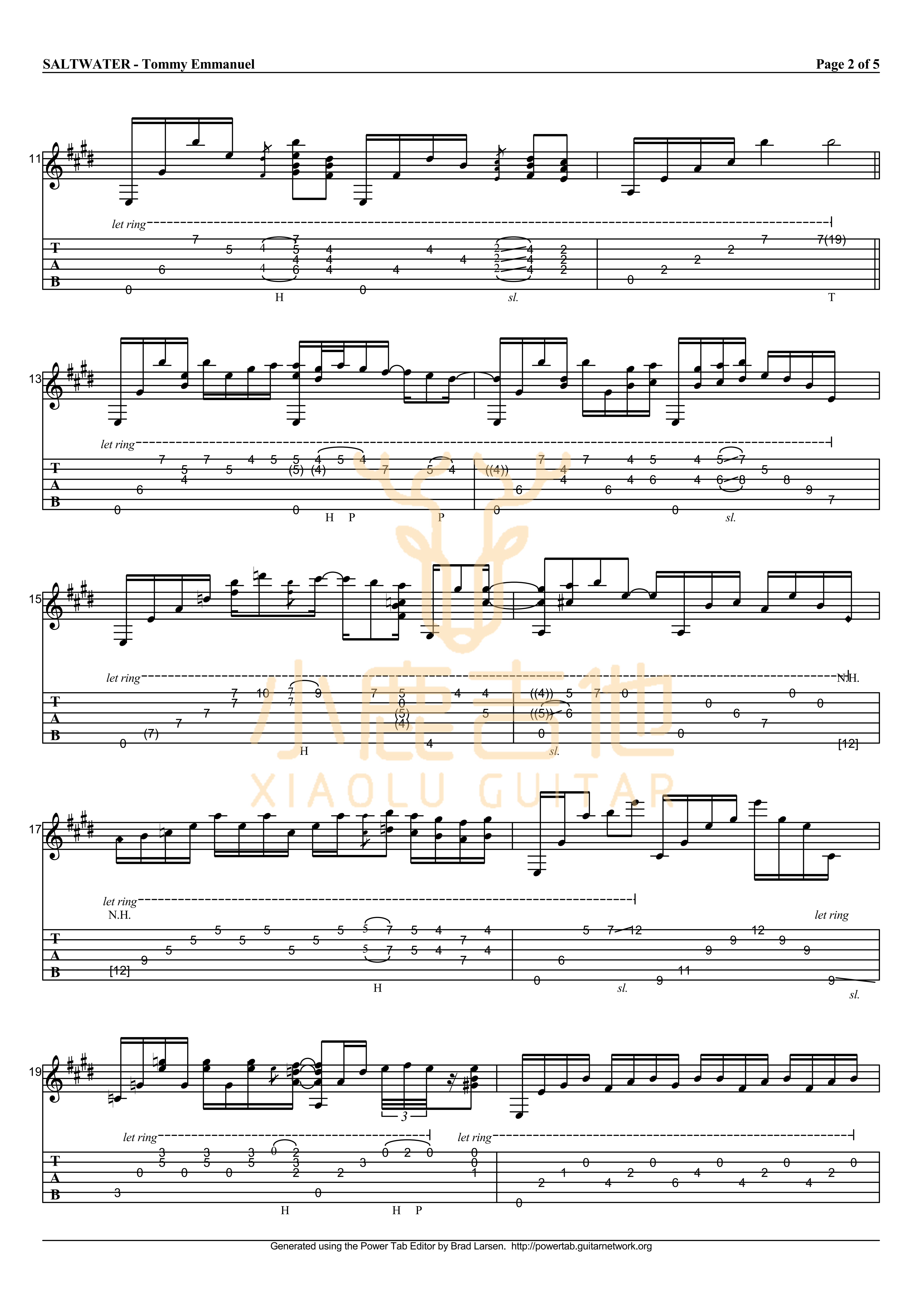 Saltwater吉他谱_TommyEmmanuel_Saltwater-_小鹿吉他 