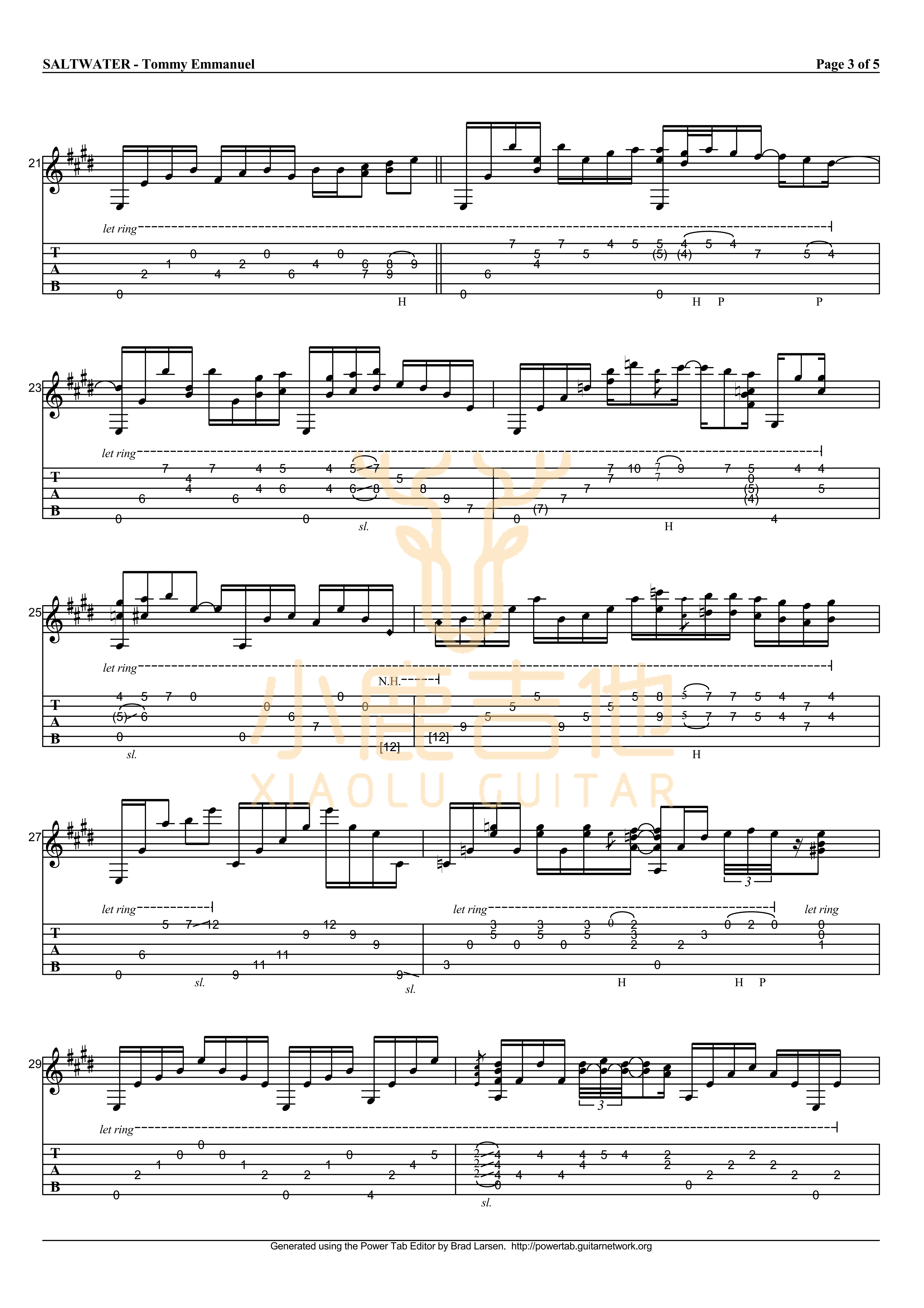 Saltwater吉他谱_TommyEmmanuel_Saltwater-_小鹿吉他 