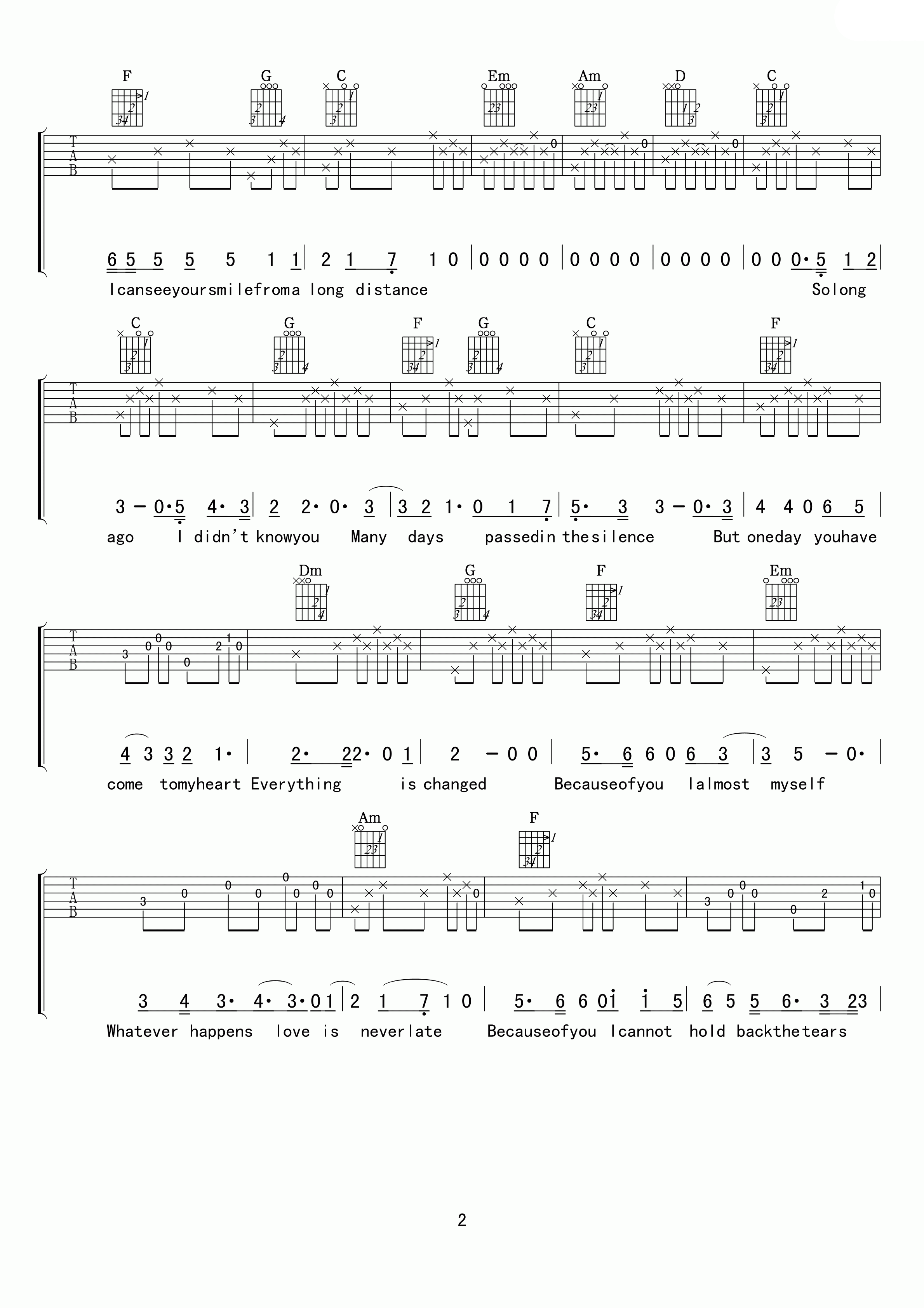 So long ago吉他谱_drycell_Solongago_小叶歌吉他_D调