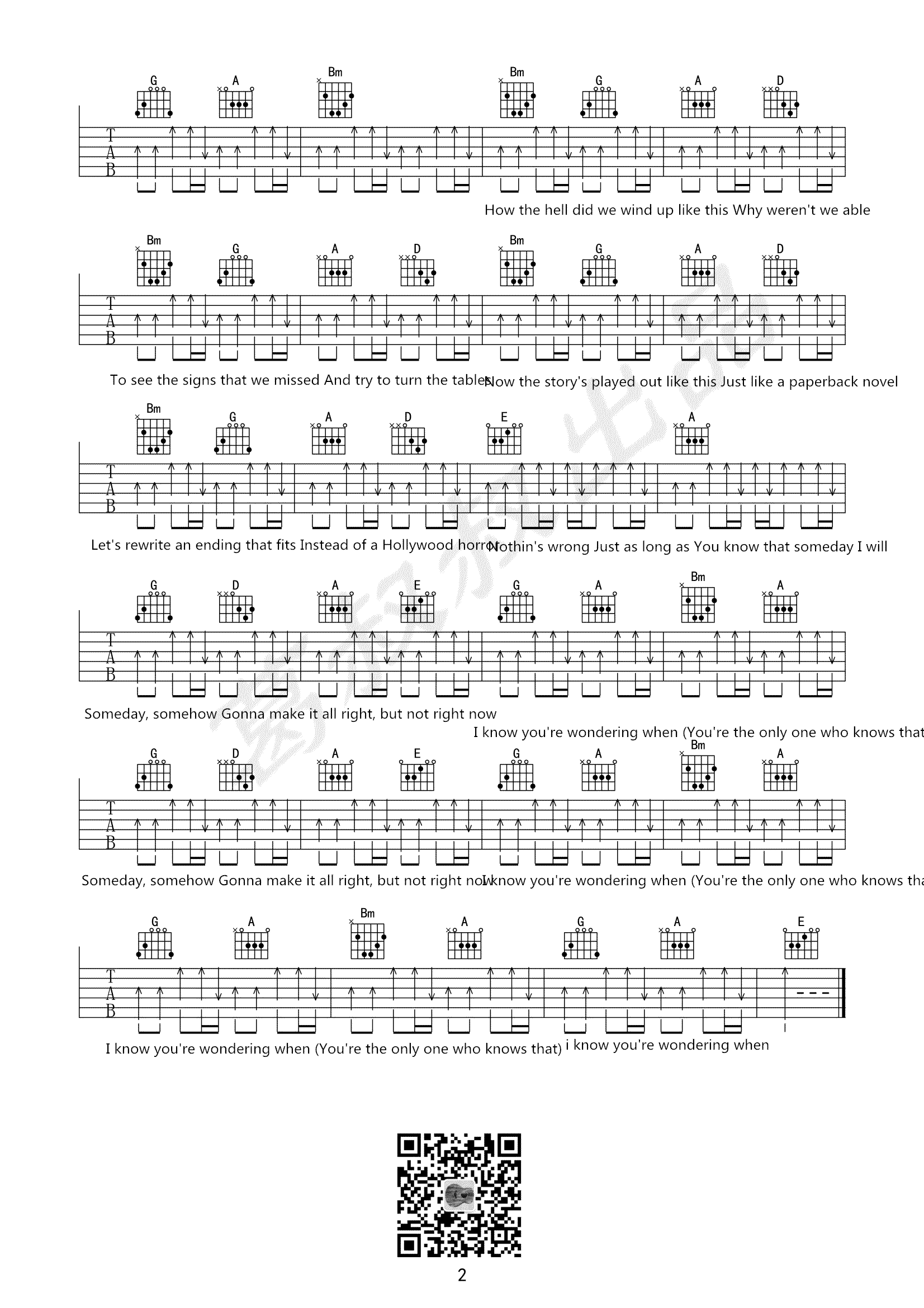 Someday吉他谱_Nickelback_葛叔叔_B调 