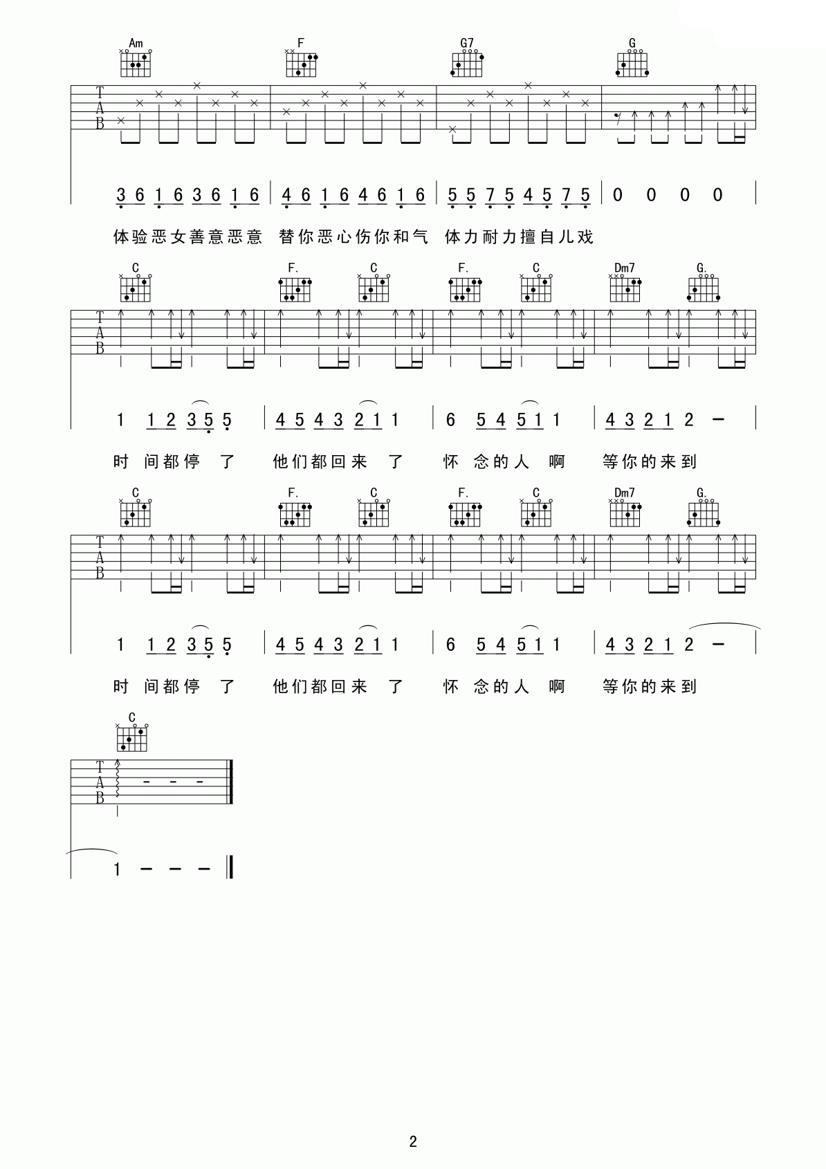 T1213121吉他谱_五月天_超越琴行_C调