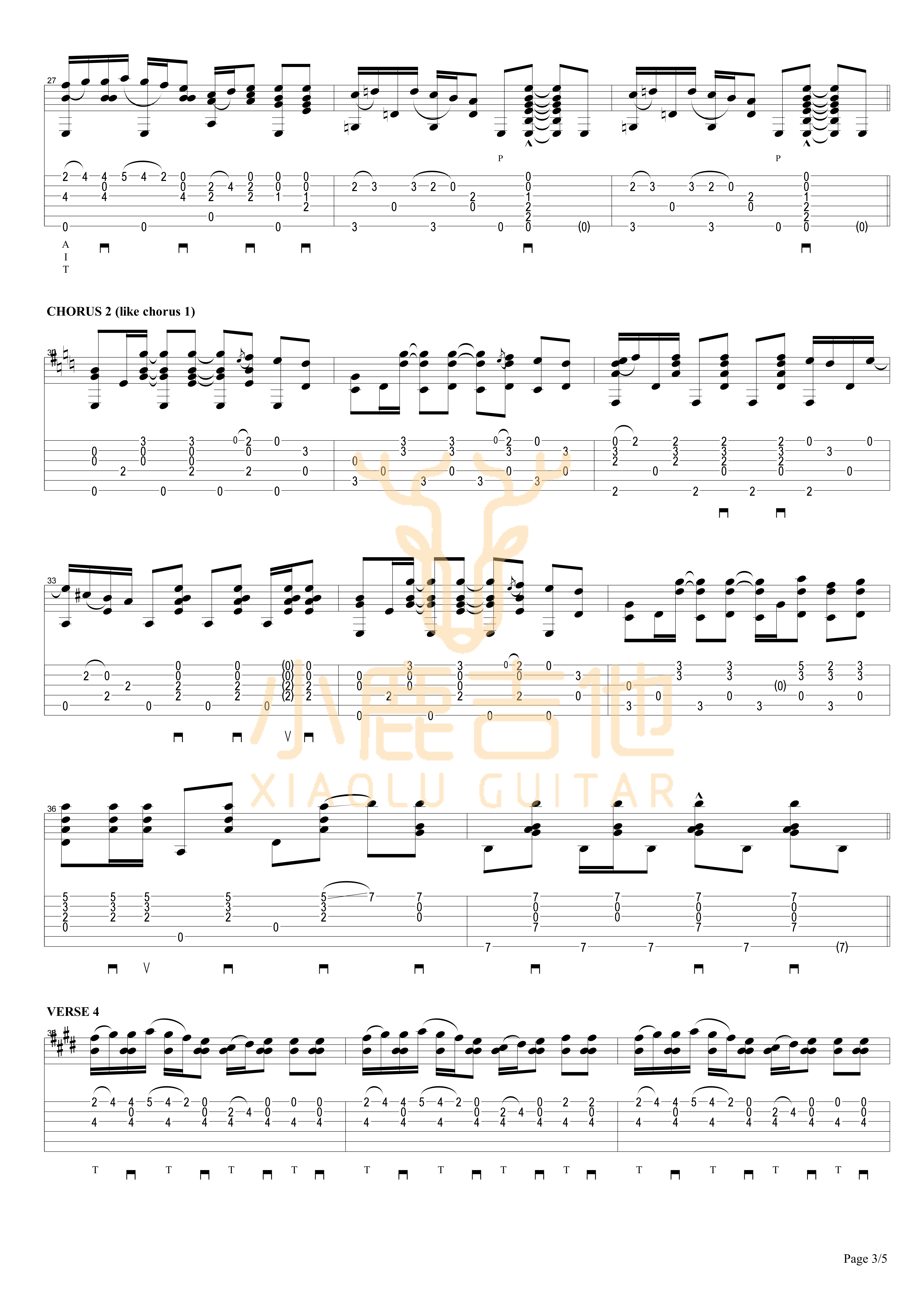 THE JOLLY SWAGMAN吉他谱_TommyEmmanuel_THEJOLLYSWAGMAN-_小鹿吉他