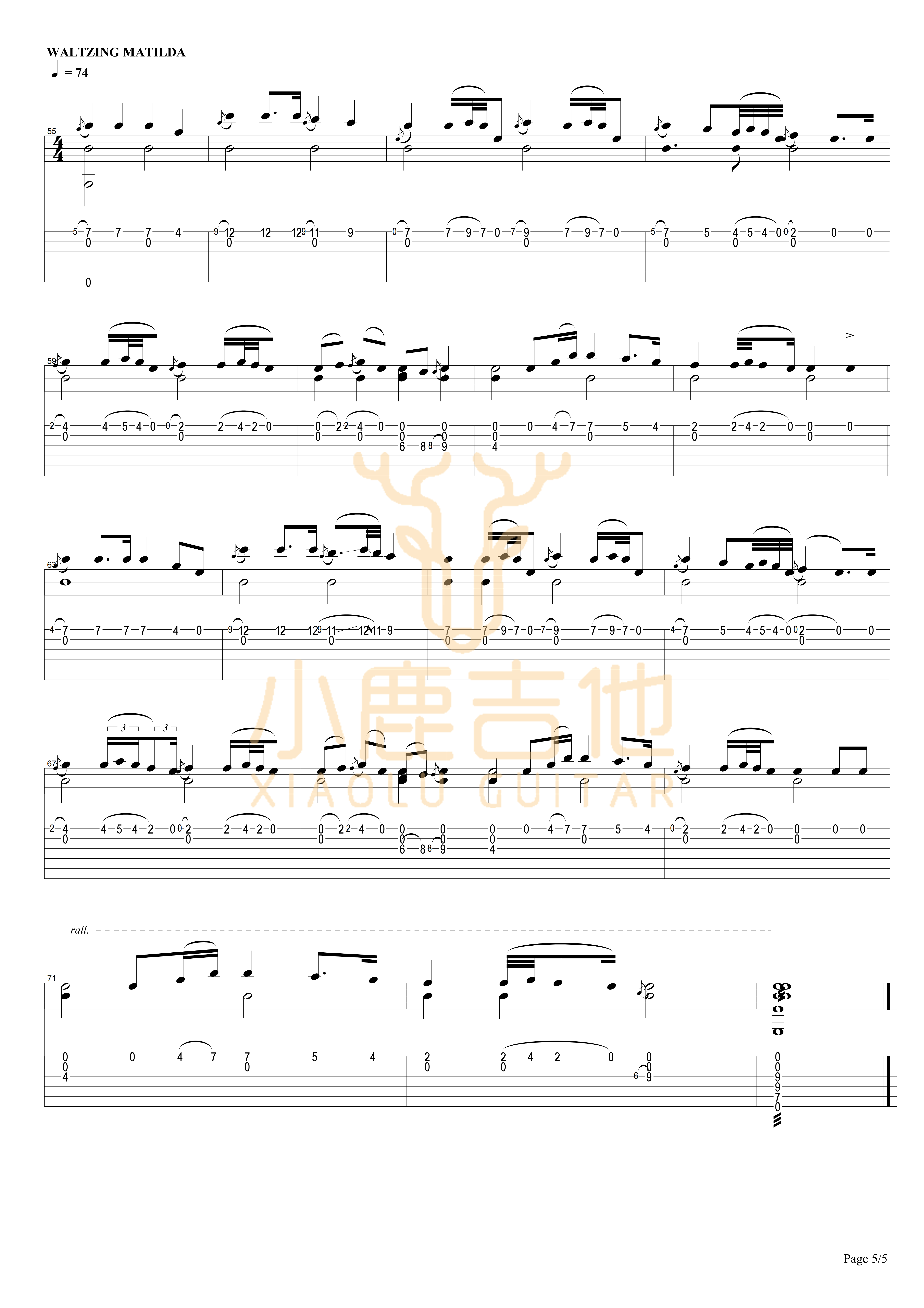 THE JOLLY SWAGMAN吉他谱_TommyEmmanuel_THEJOLLYSWAGMAN-_小鹿吉他