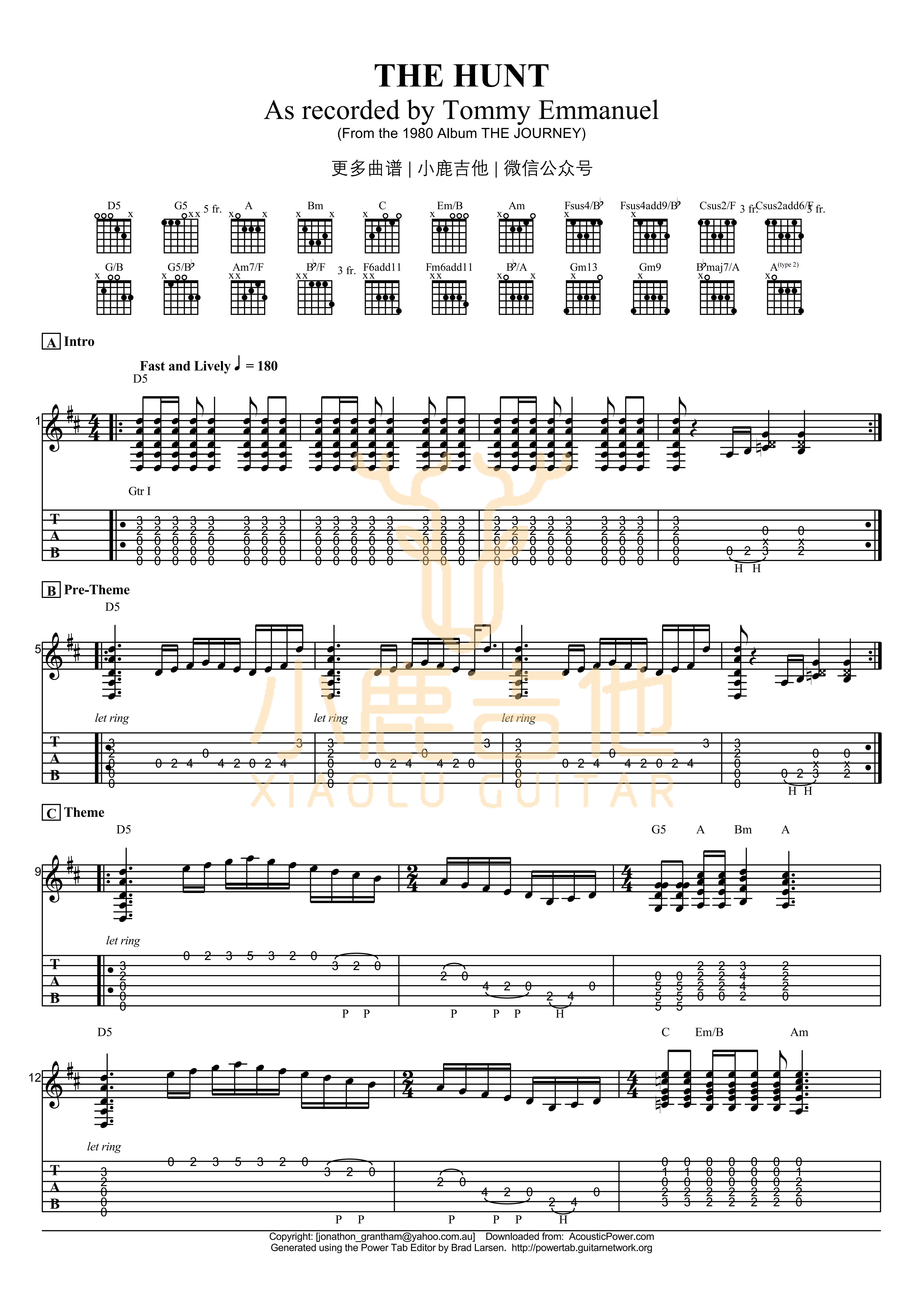 The Hunt吉他谱_TommyEmmanuel_TheHunt_小鹿吉他