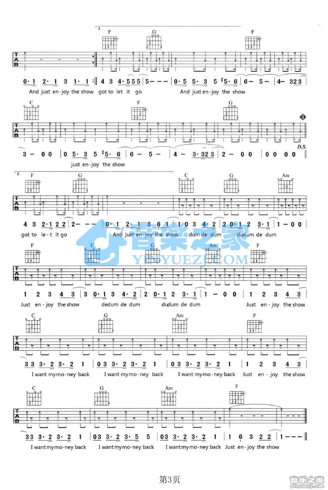 The Show吉他谱_Lenka_TheShow_音乐之家_C调 