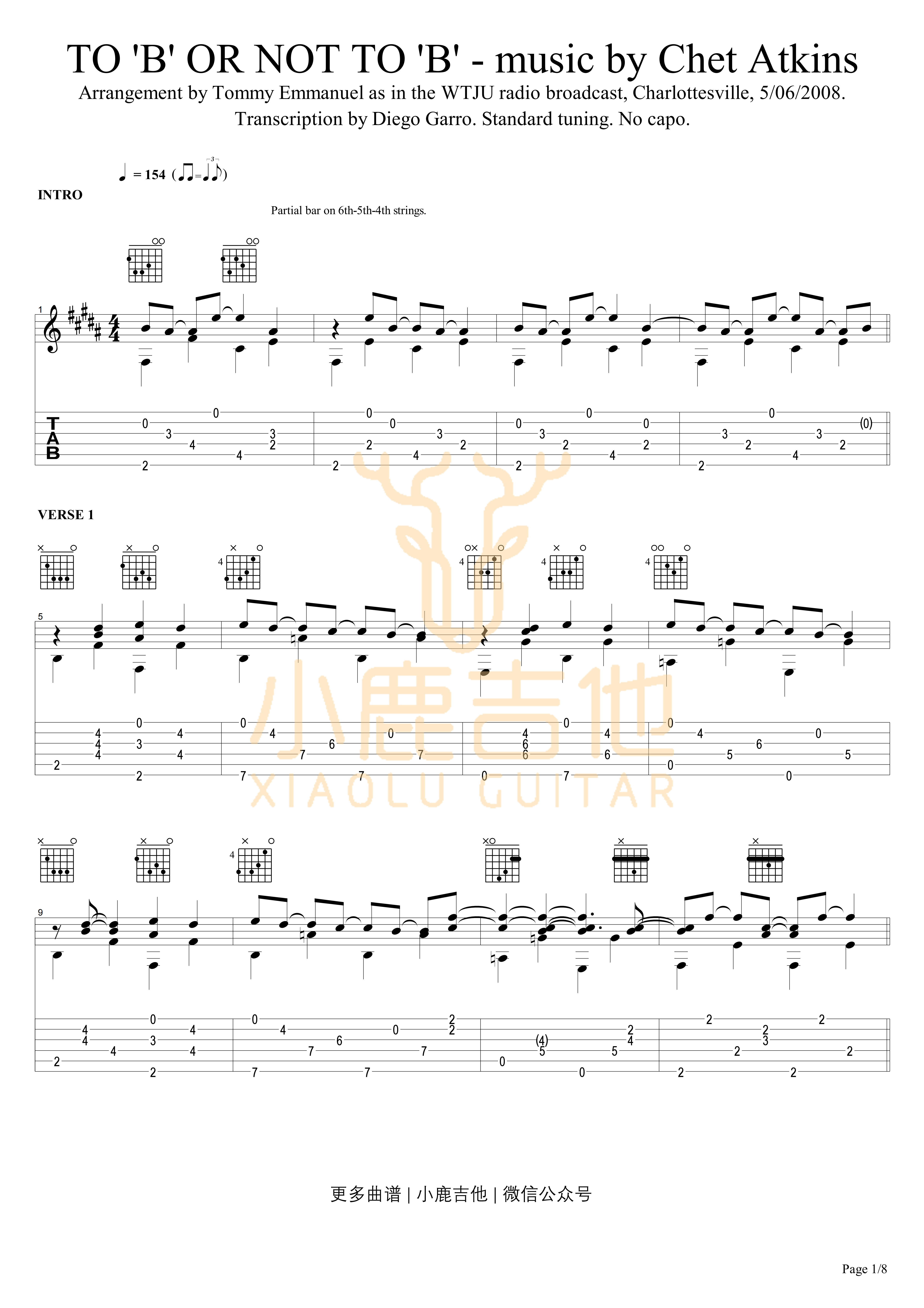 To B or Not to B吉他谱_TommyEmmanuel_ToBorNottoB-TommyEmm_小鹿吉他_ToBorNottoB