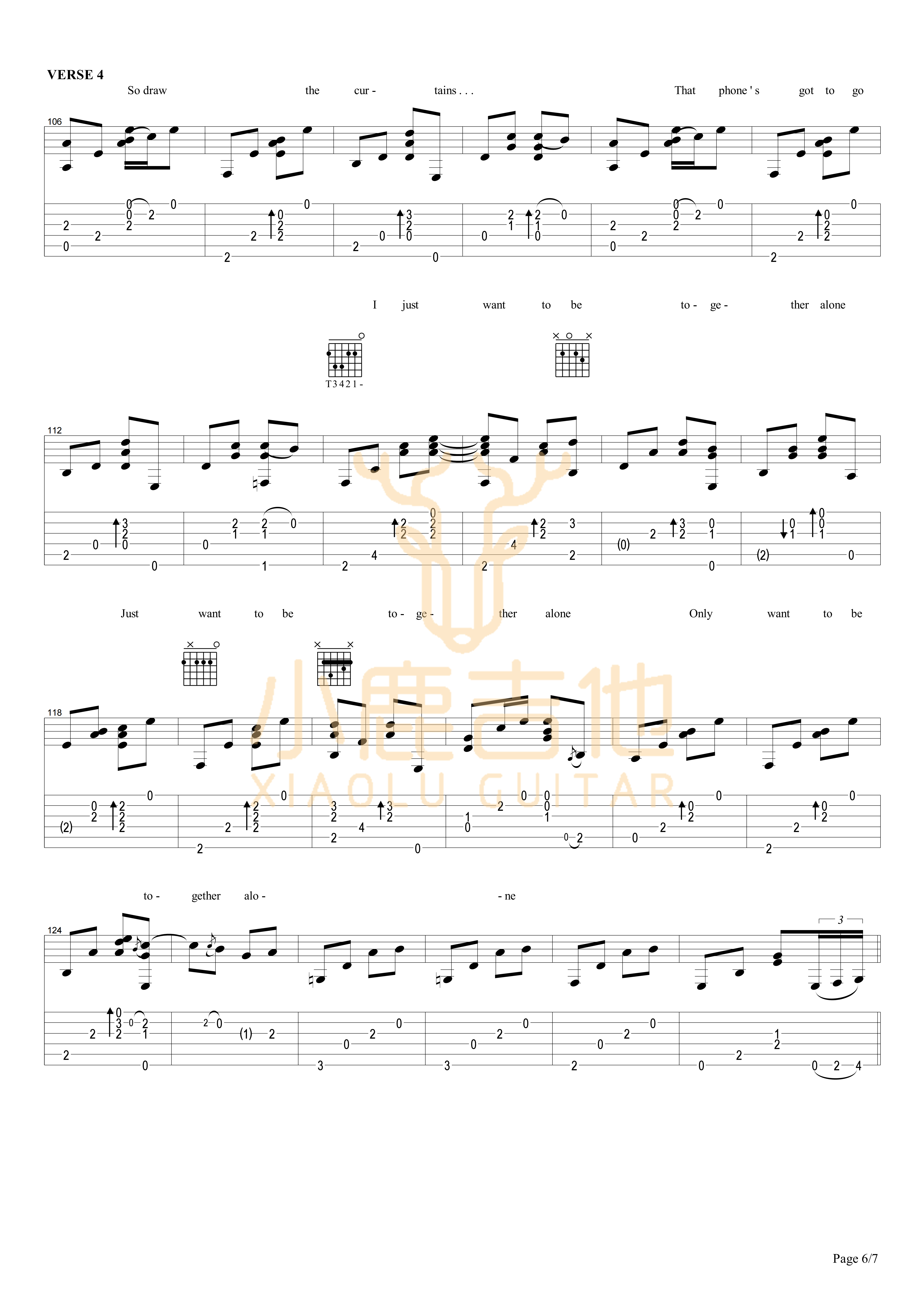Together Alone吉他谱_TommyEmmanuel_TogetherAlone_小鹿吉他