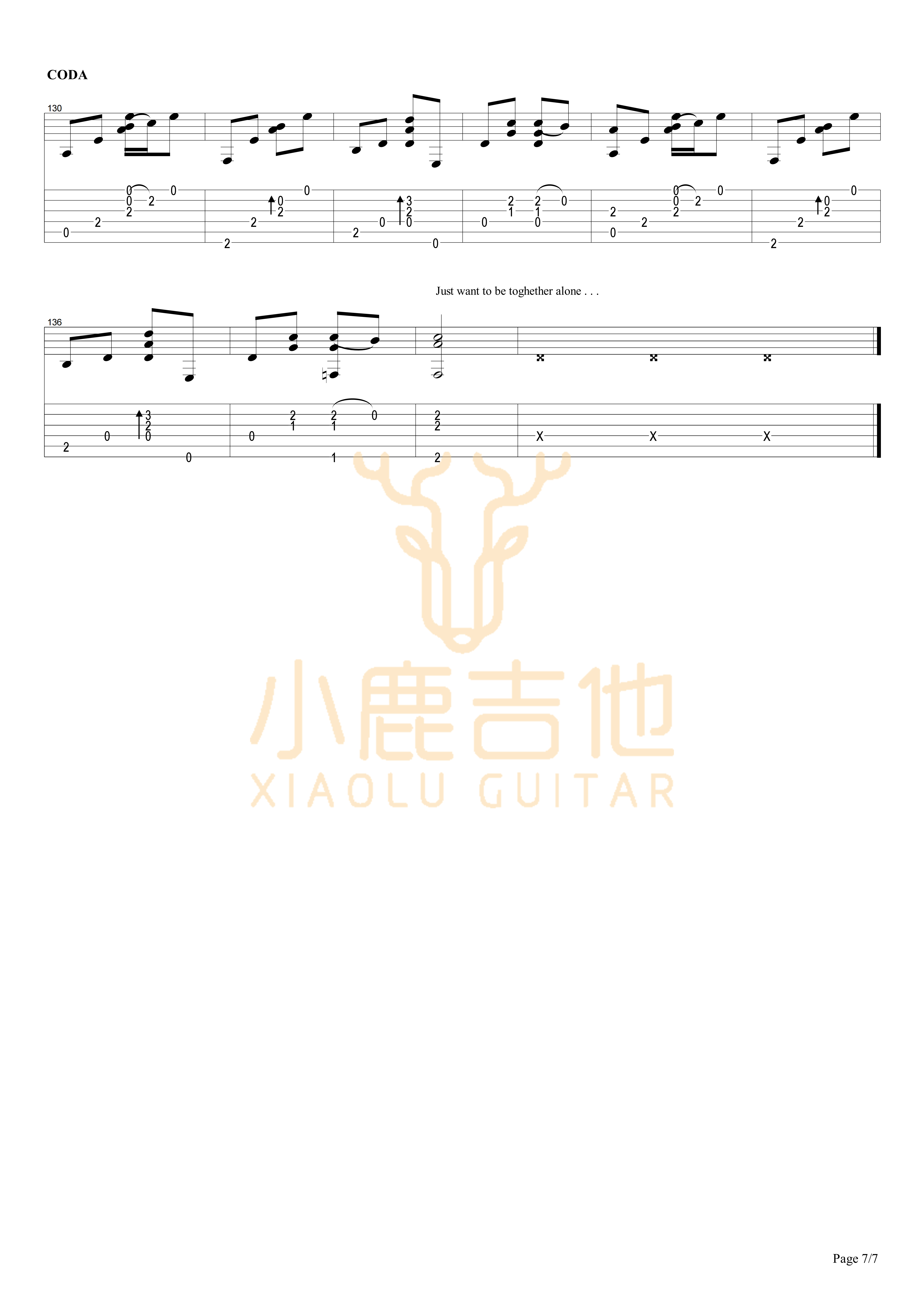 Together Alone吉他谱_TommyEmmanuel_TogetherAlone_小鹿吉他