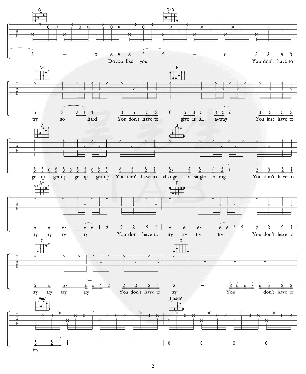 Try吉他谱_ColbieCaillat_吴先生_C调