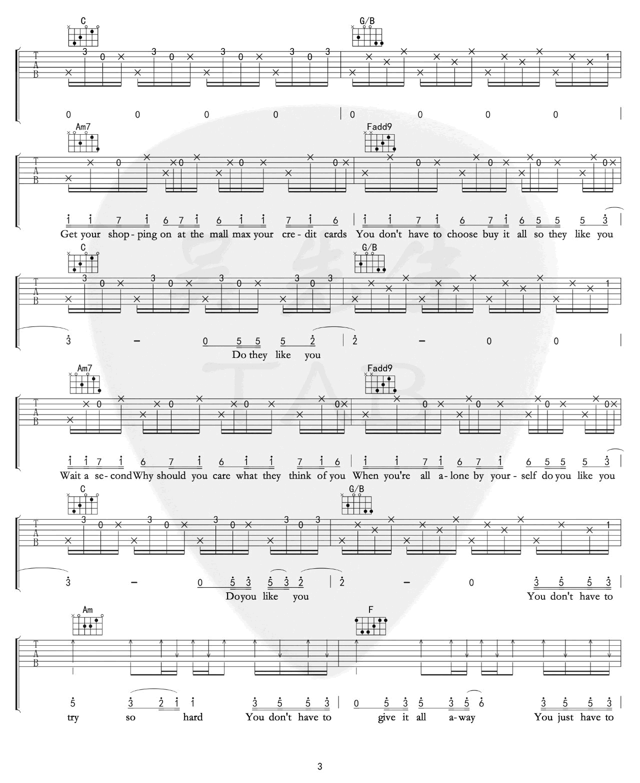 Try吉他谱_ColbieCaillat_吴先生_C调