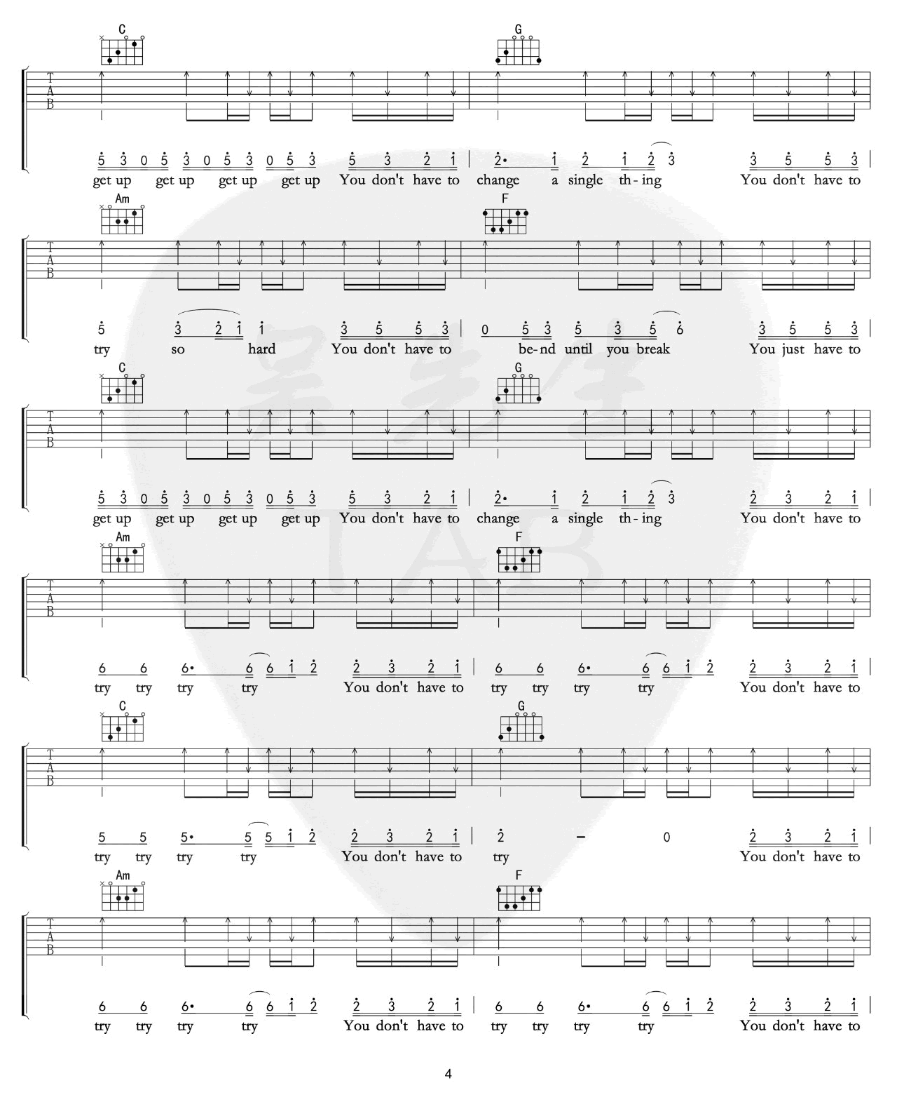 Try吉他谱_ColbieCaillat_吴先生_C调