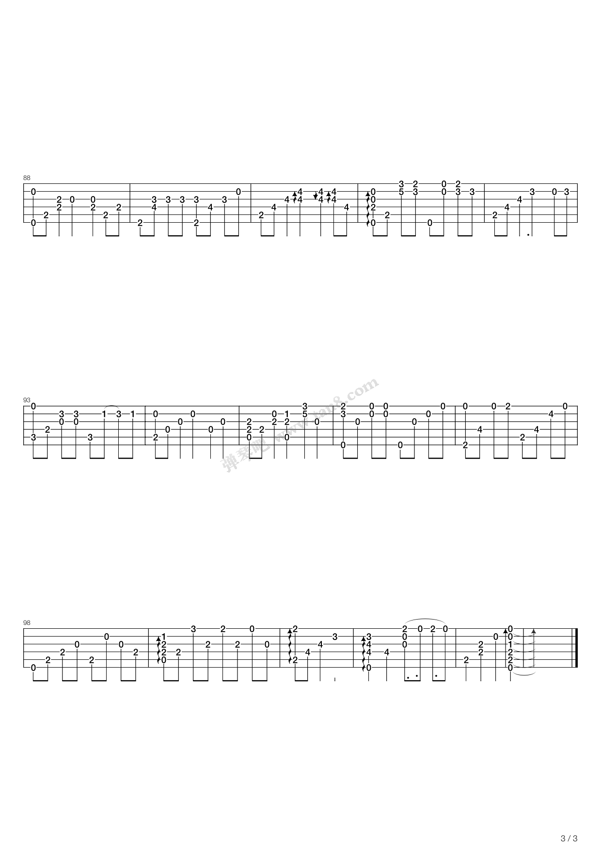 West Sky吉他谱_郑成河_WestSky指弹谱C调六线谱_弹琴吧编_弹琴吧_调_WestSky