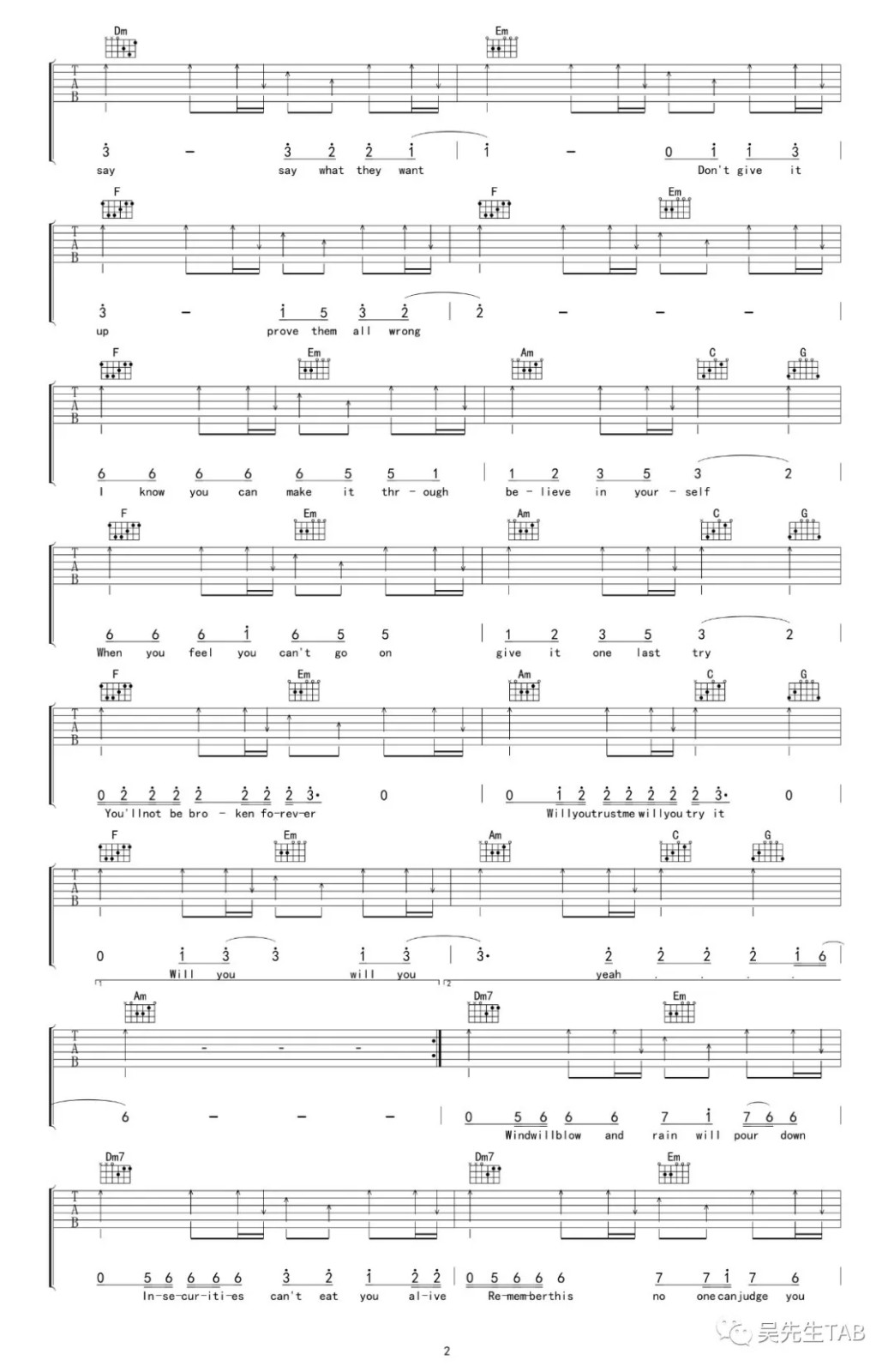 Will You吉他谱_王源_WillYou_吴先生_C调