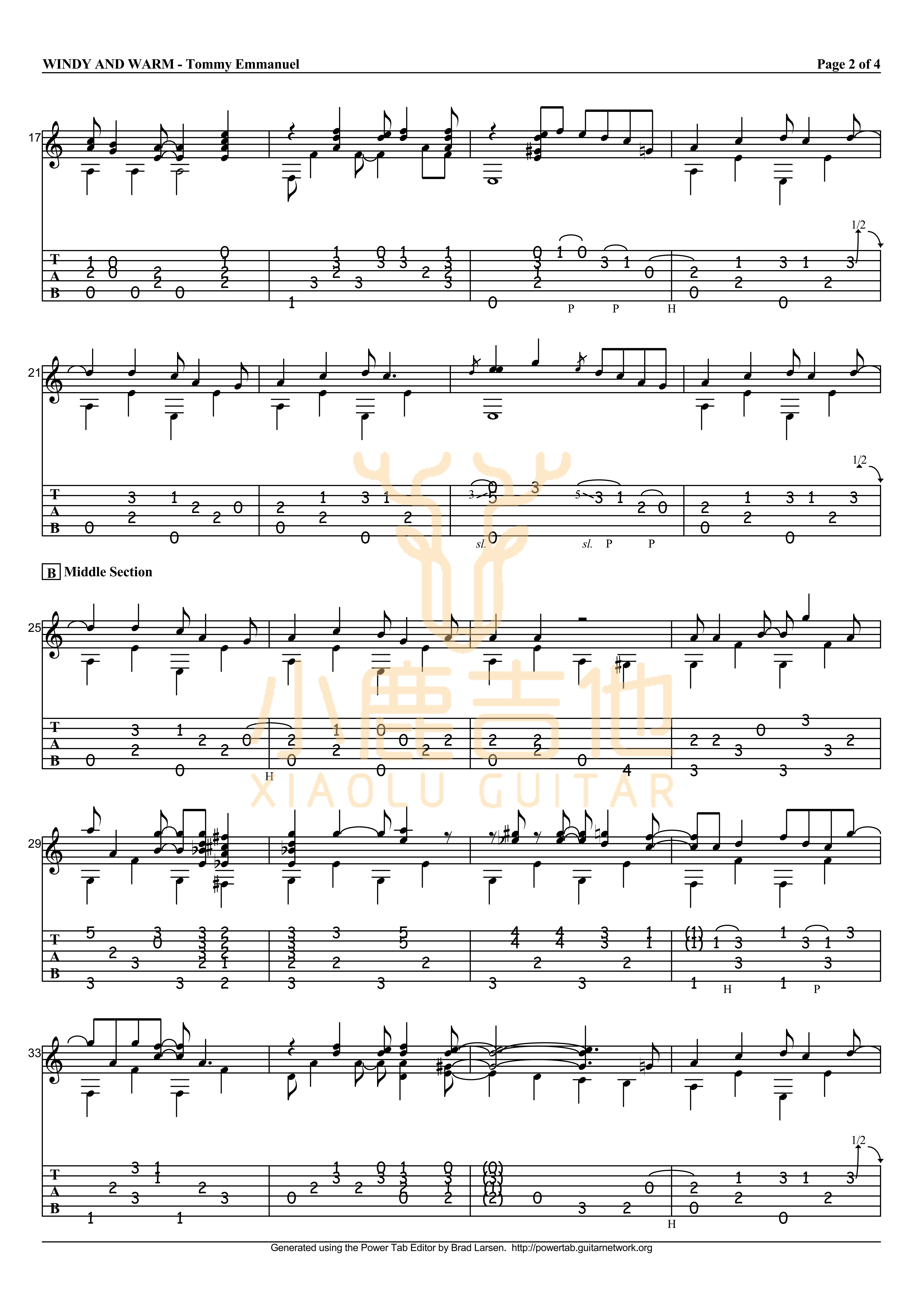Windy and warm吉他谱_TommyEmmanuel_Windyandwarm_小鹿吉他