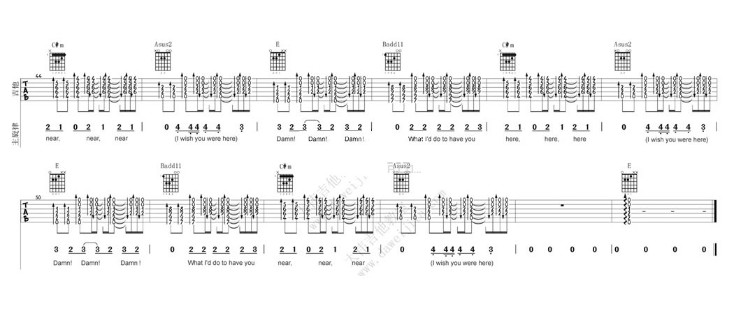 Wish You Were Here吉他谱_艾薇儿_WishYouWereHere_大伟吉他教室_E调