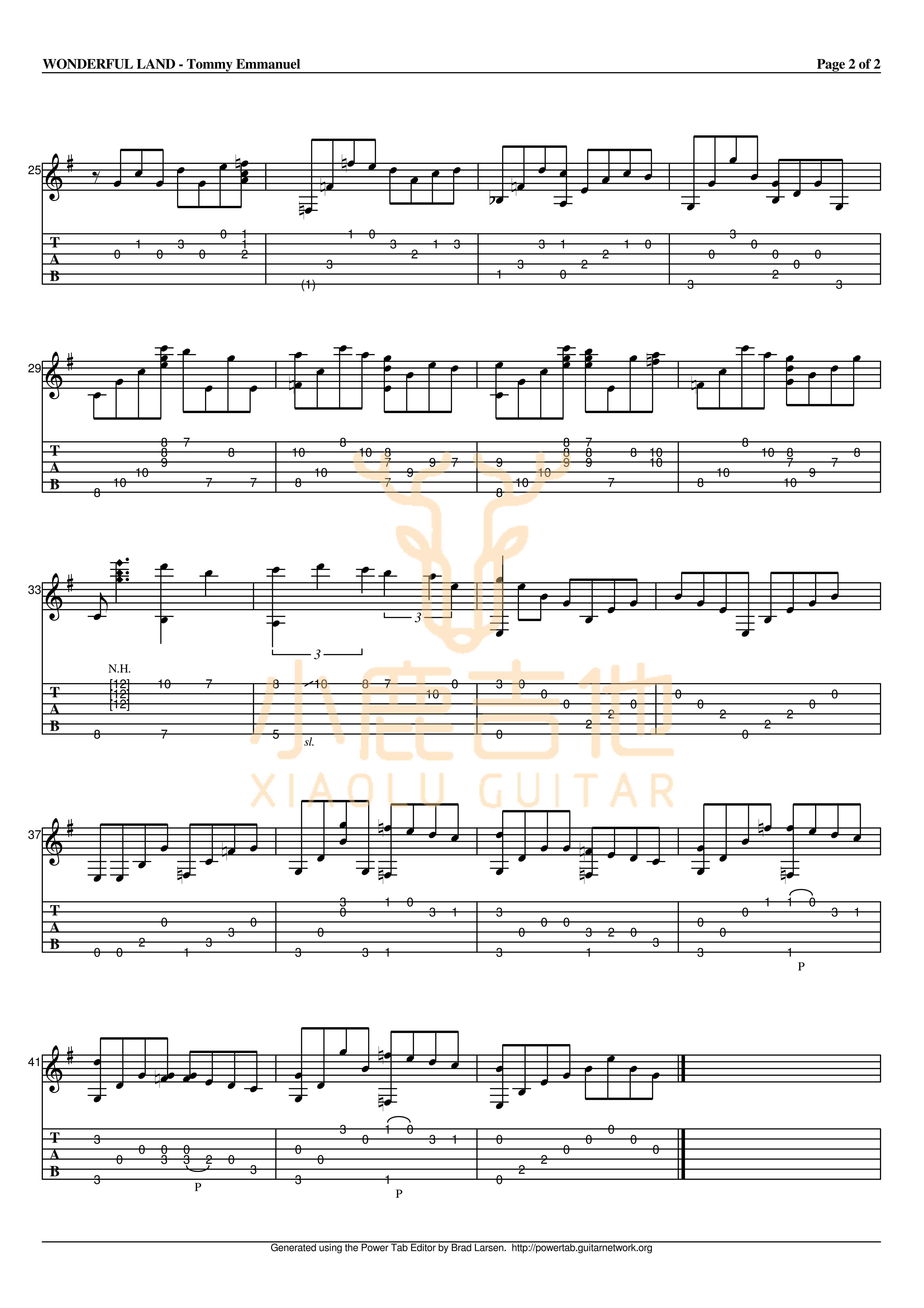 Wonderful land吉他谱_TommyEmmanuel_Wonderfulland_小鹿吉他 