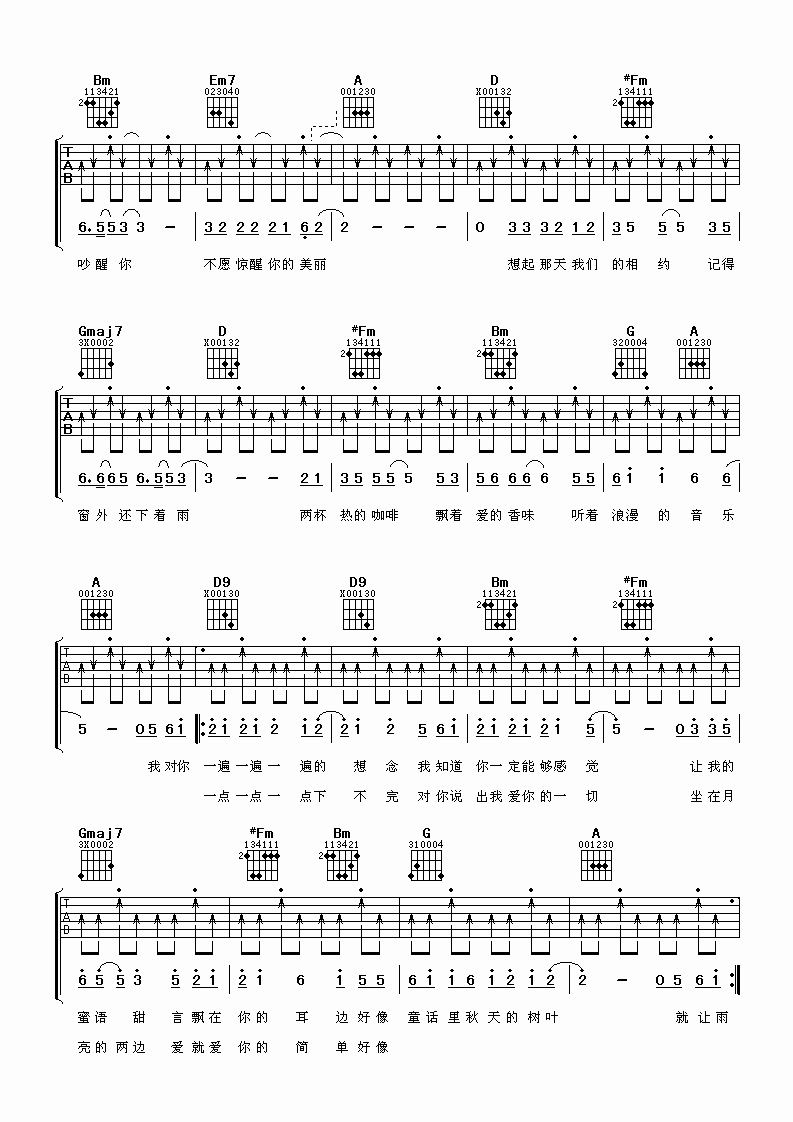 爱情木瓜吉他谱_1983组合_阿潘音乐工场_D调