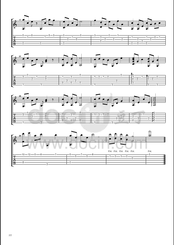悲伤曲吉他谱_火影忍者插曲_悲伤曲指弹谱原调六线谱_豆丁网编配_火影_豆丁网_调 