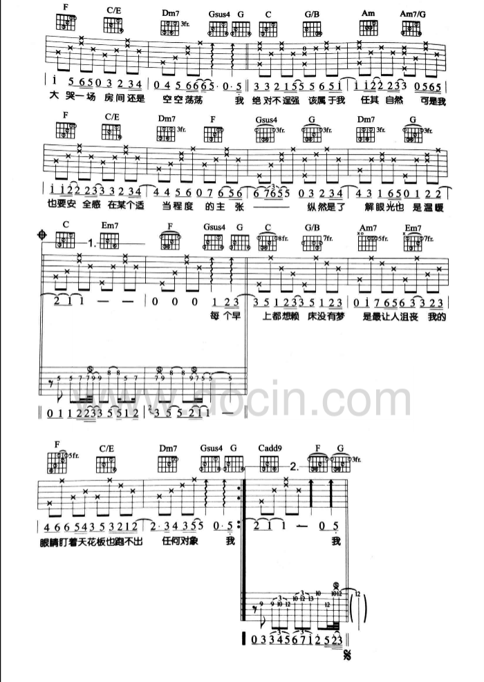 笨蛋吉他谱_金莎_豆丁网_C调
