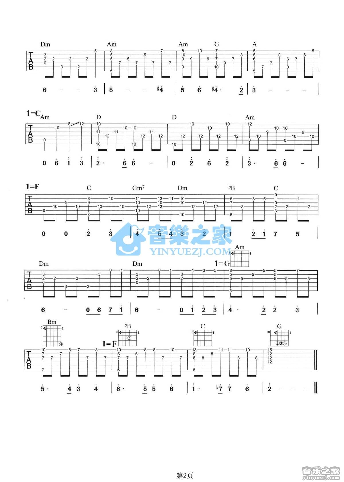 出埃及记吉他谱_马克西姆_音乐之家_F调