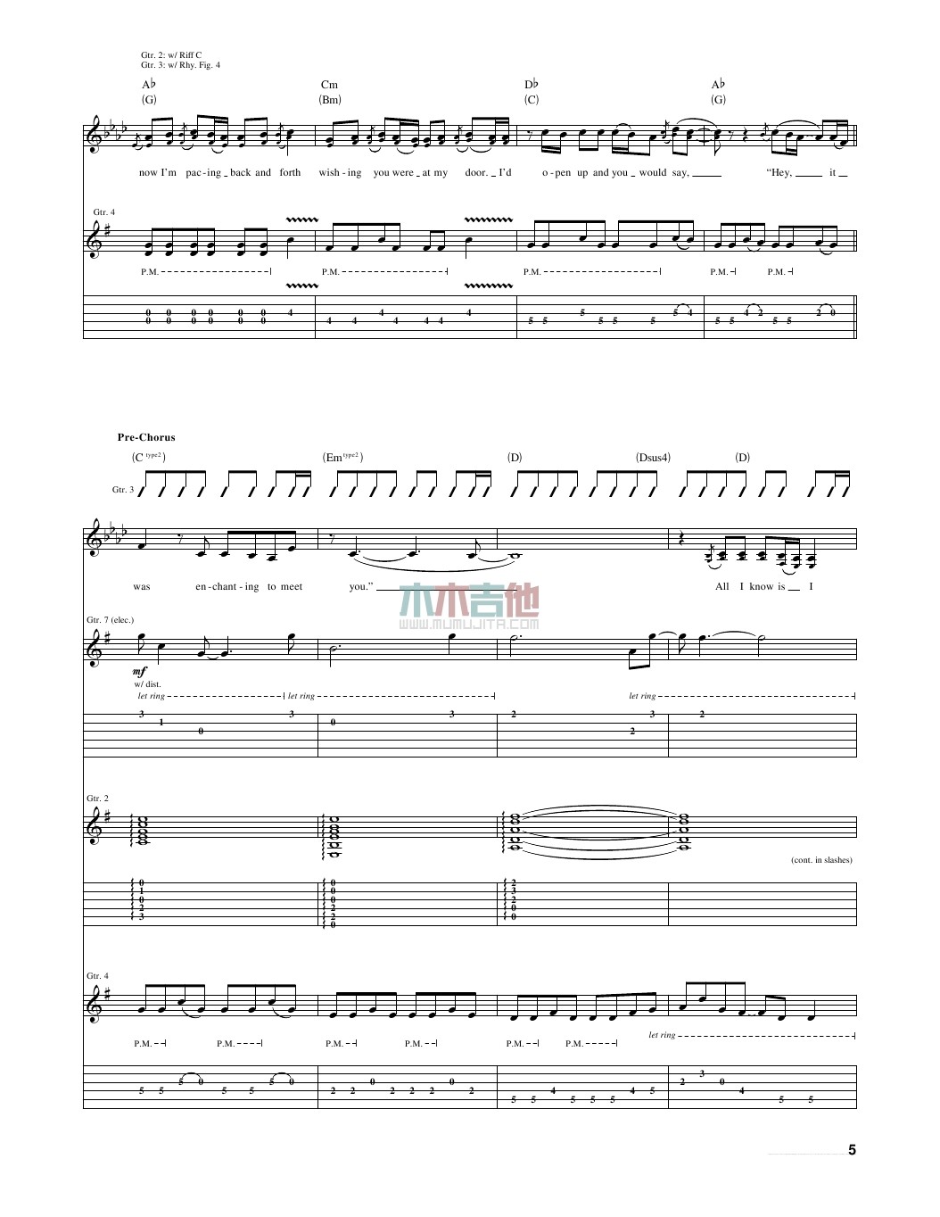 enchanted吉他谱_TaylorSwift_木木吉他