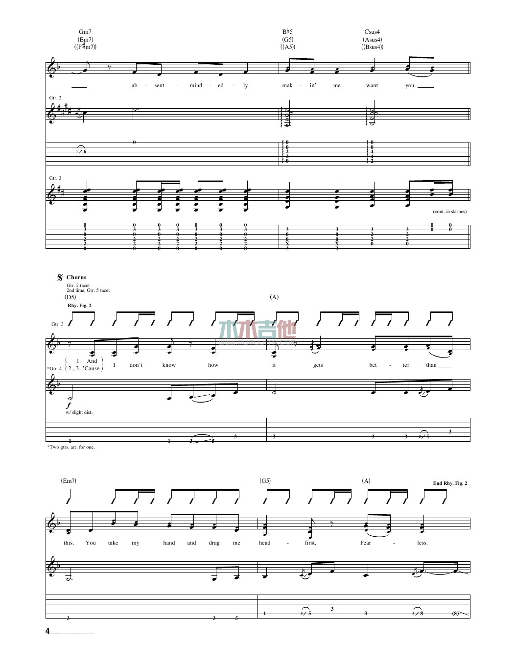 fearless吉他谱_TaylorSwift_木木吉他_A调