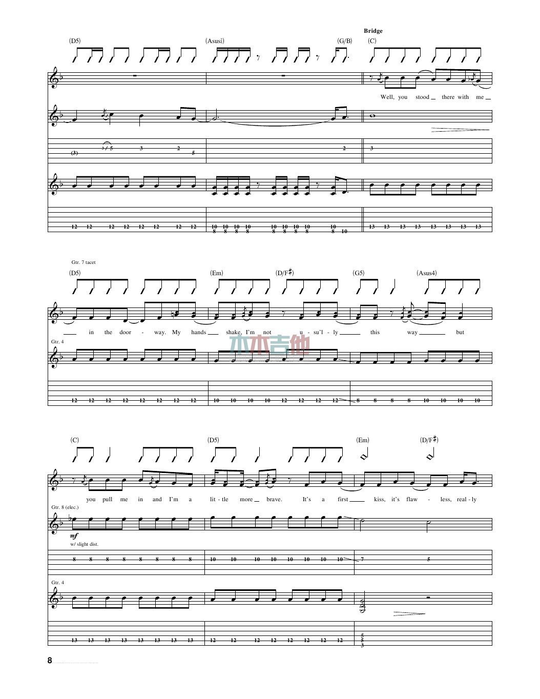 fearless吉他谱_TaylorSwift_木木吉他_A调