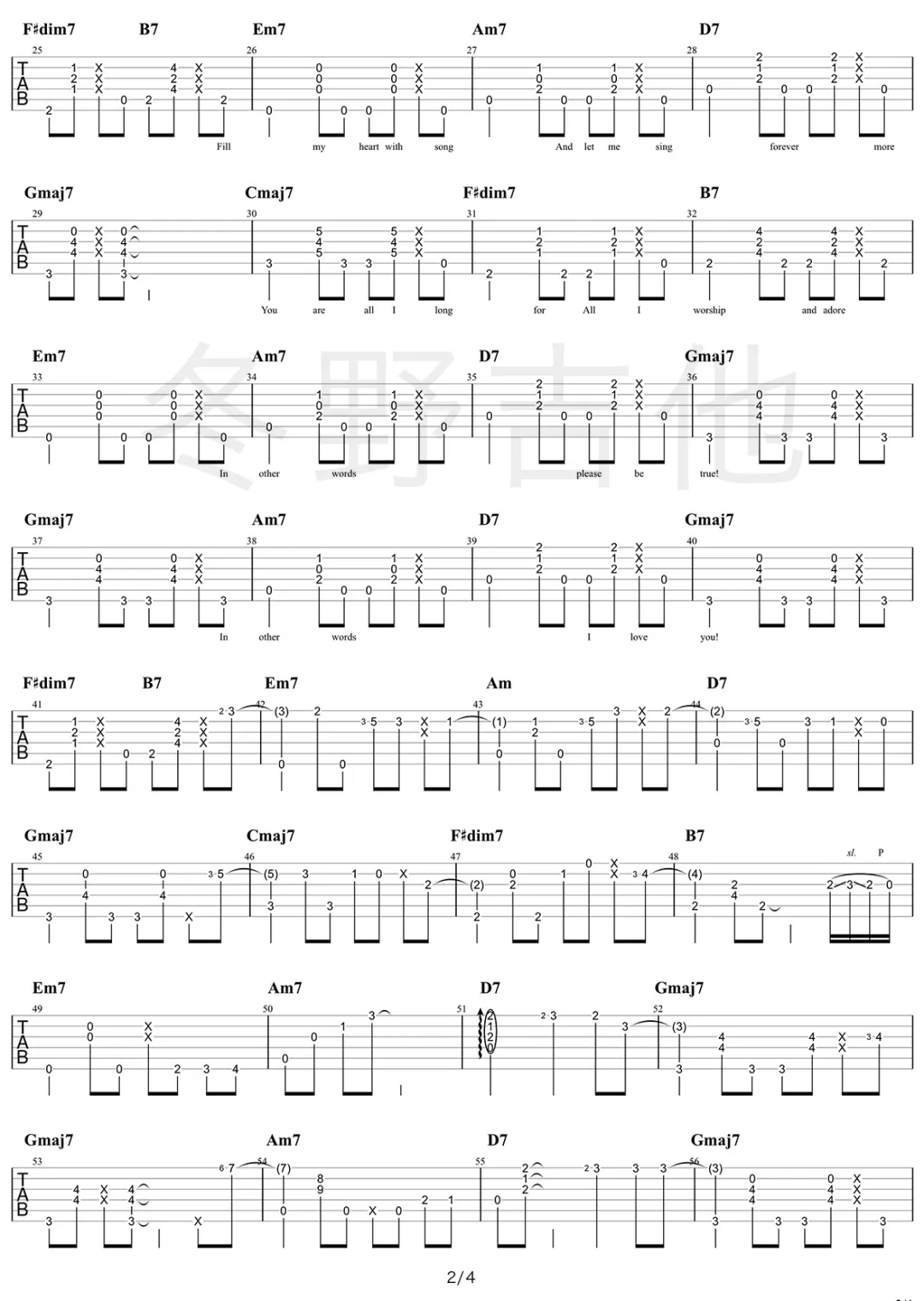 fly me to the moon吉他谱_Westlife_flymetothemoon_冬野吉他_原调