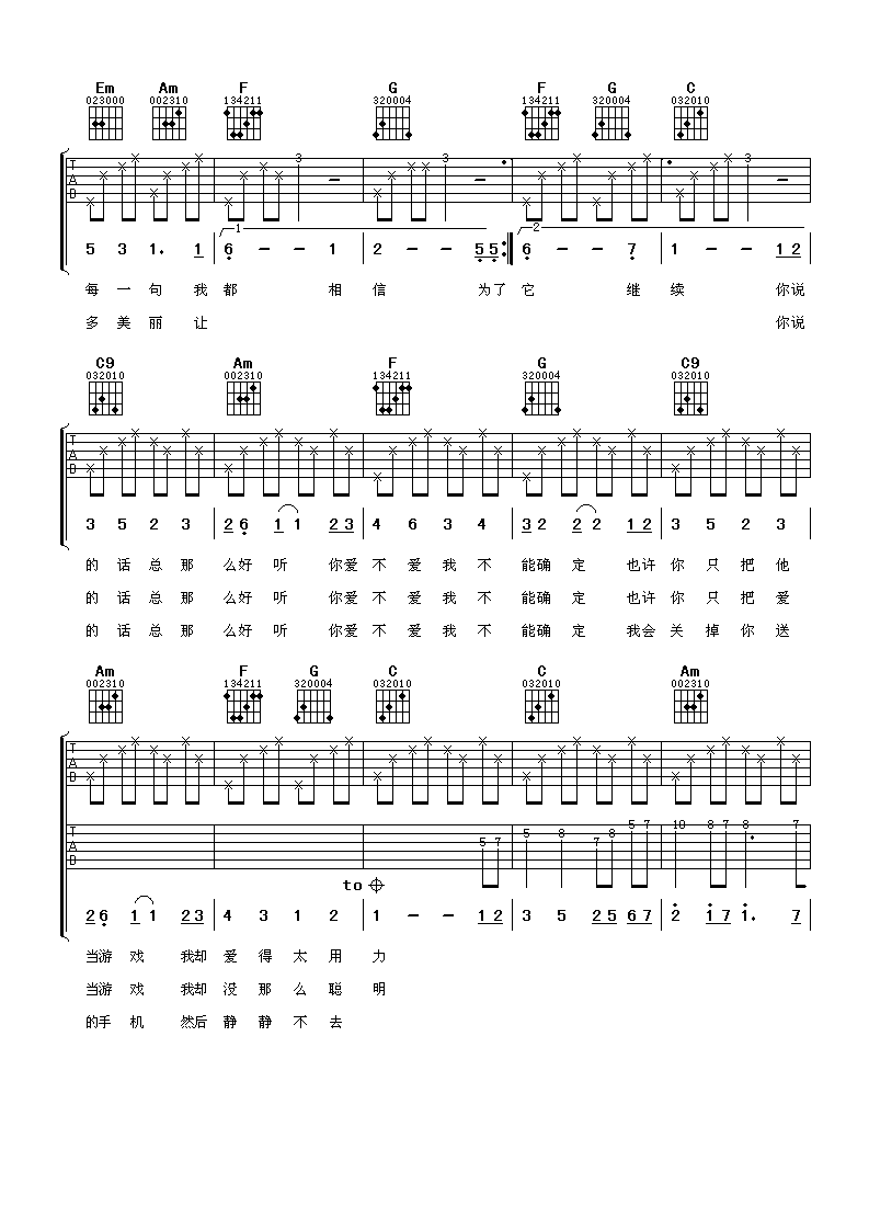 好听吉他谱_许茹芸_阿潘音乐工场_D调
