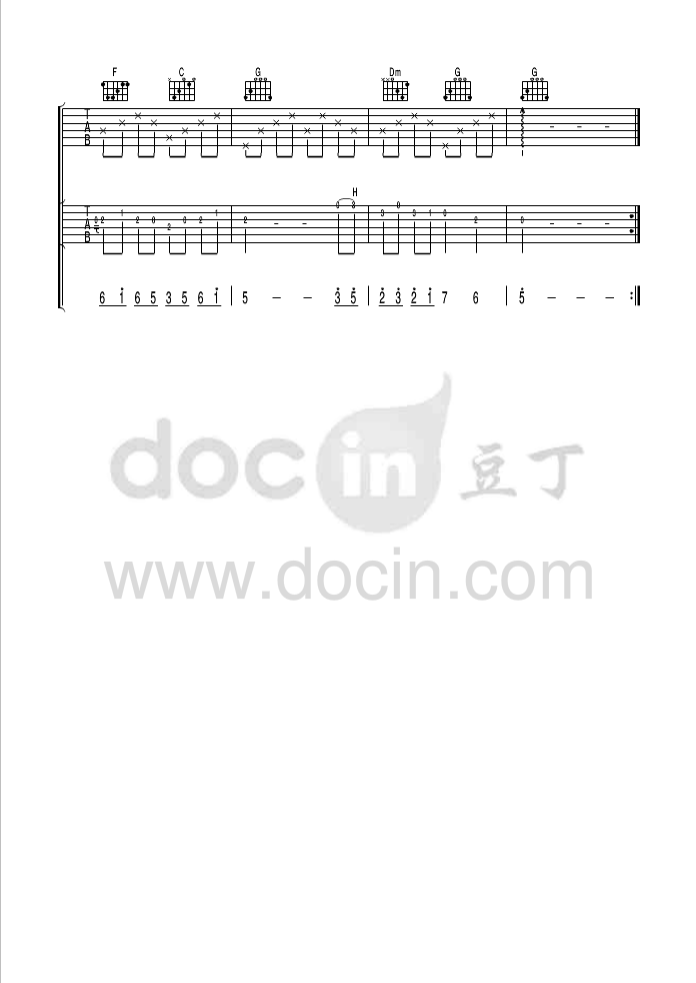 化蝶吉他谱_胡鸿钧_豆丁网_C调