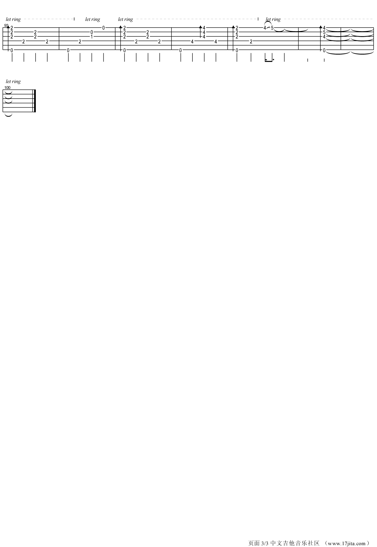 家路吉他谱_路家敏_家路指弹谱原调六线谱_17吉他编配_路家_17吉他_调 