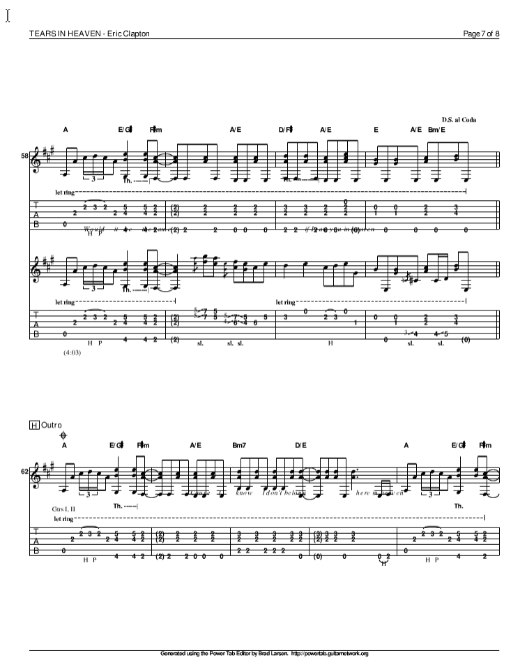 泪洒天堂吉他谱_EricClapton_泪洒天堂指弹谱原调六线谱_精选版_Eri_网络转载_调