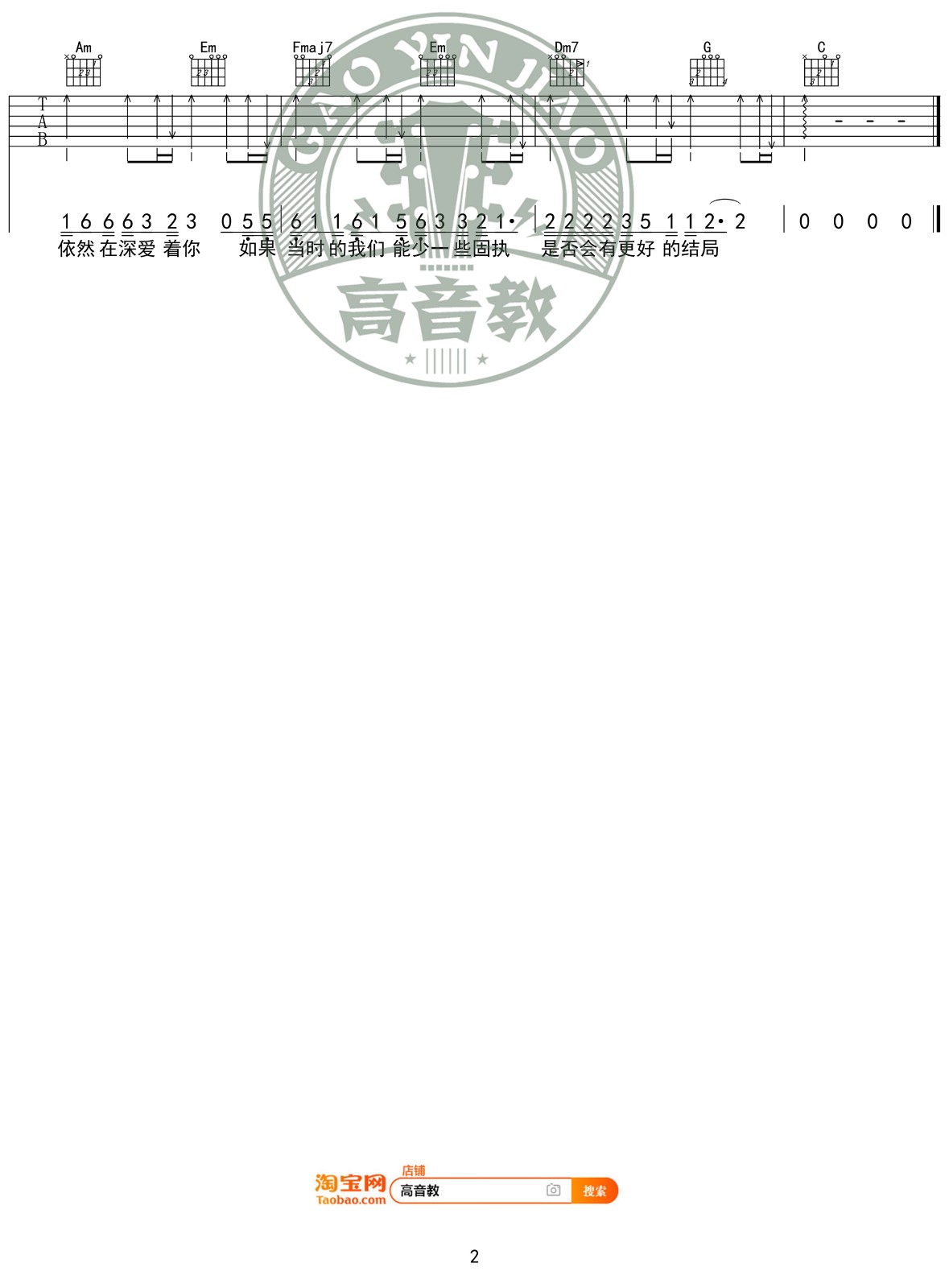 凌晨三点吉他谱_陈硕子_网络转载_C调