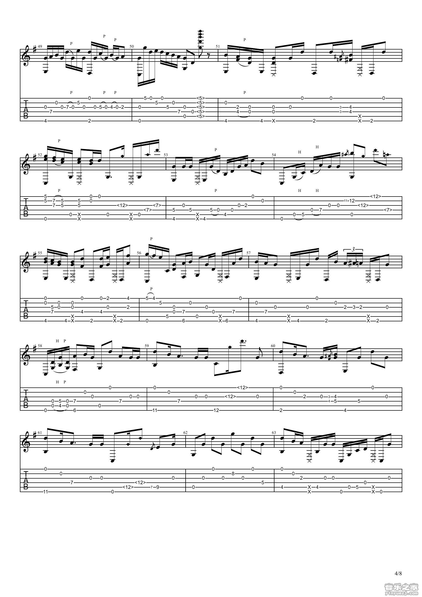 你的名字吉他谱_RADWIMPS_你的名字指弹谱C调六线谱_音乐之家编配__音乐之家_调