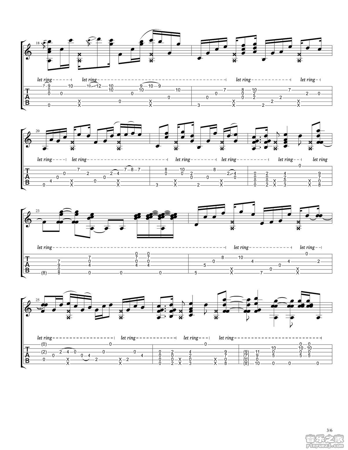 rylynn吉他谱_AndyMcKee_rylynn指弹谱D调六线谱_音乐之家编_音乐之家_调