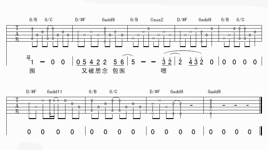 思念吉他谱_蔡健雅_杨鑫_G调
