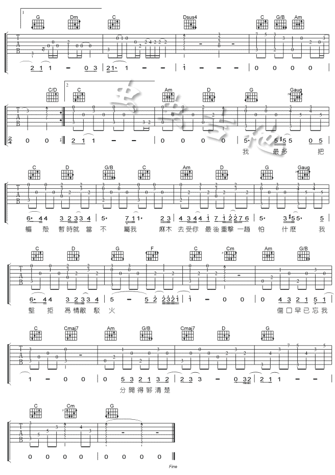 伤追人吉他谱_古巨基_虫虫吉他_G调