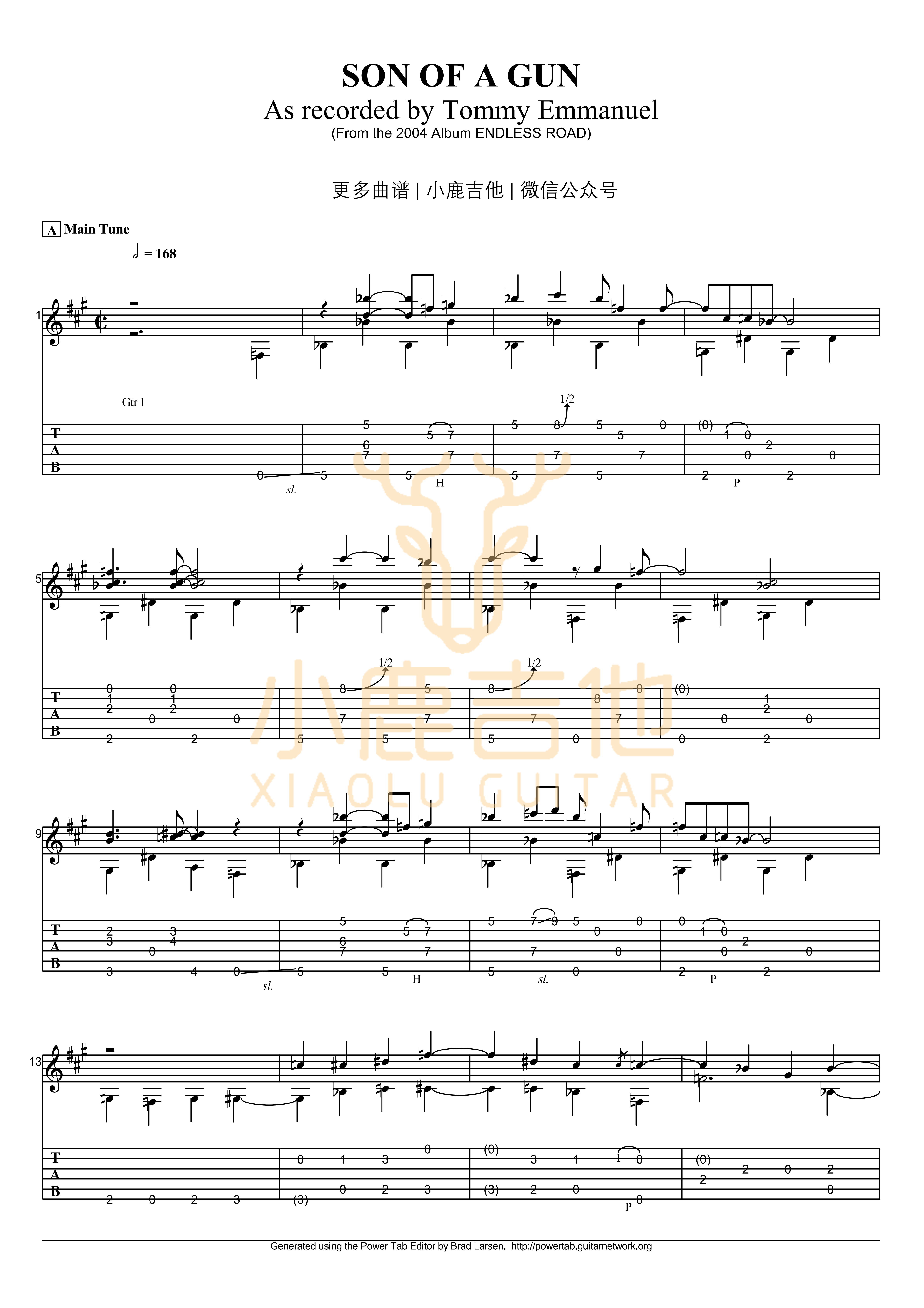 son of a gun吉他谱_TommyEmmanuel_sonofagun_小鹿吉他