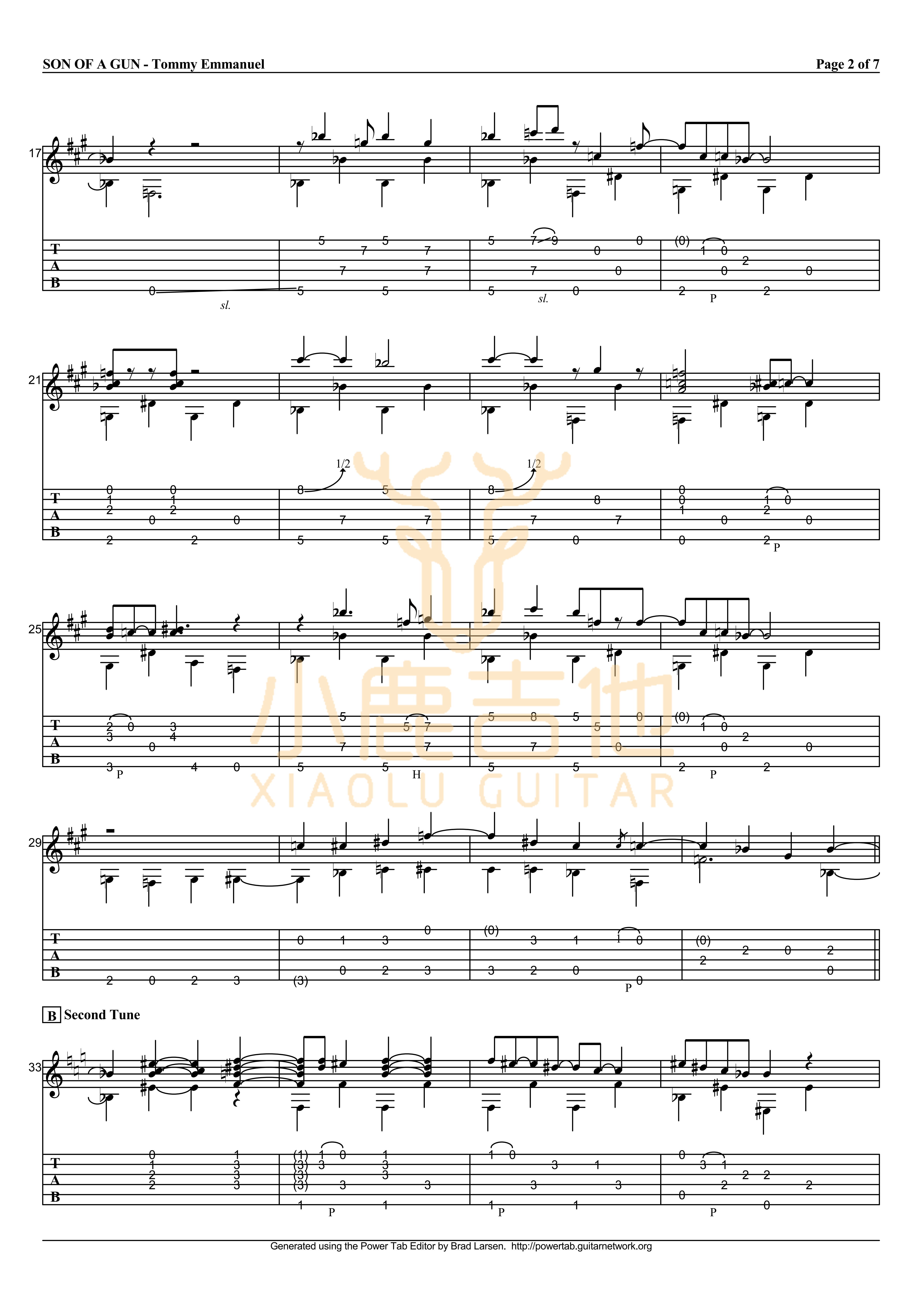 son of a gun吉他谱_TommyEmmanuel_sonofagun_小鹿吉他