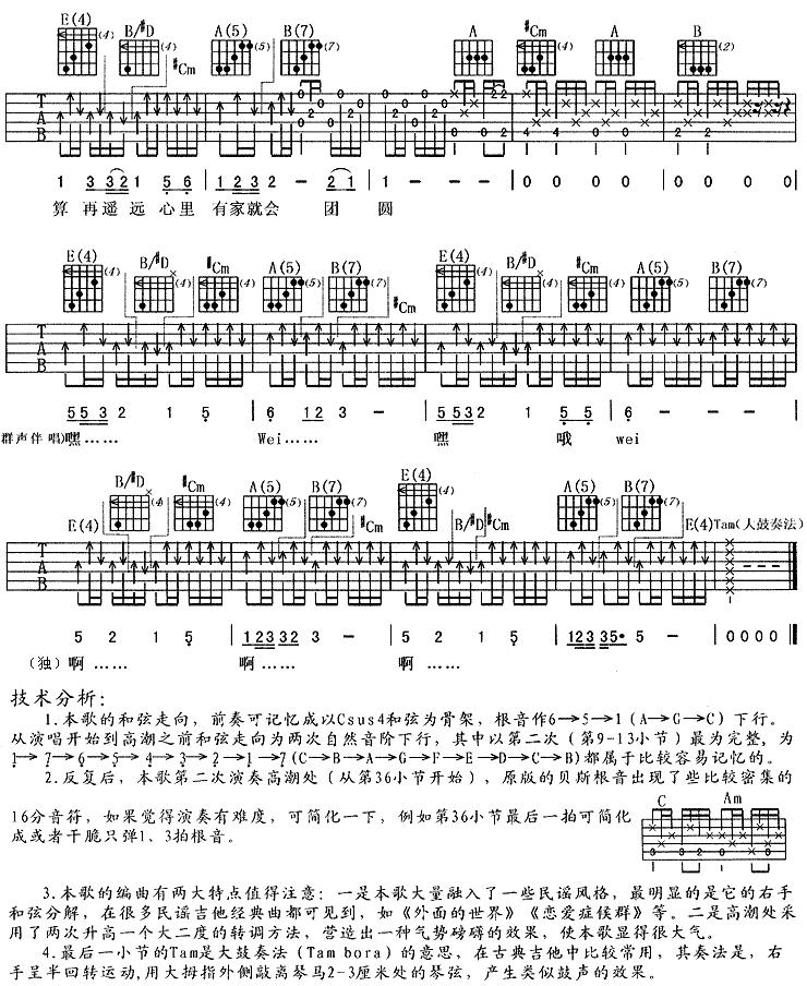团圆吉他谱_巫启贤_网络转载_C调