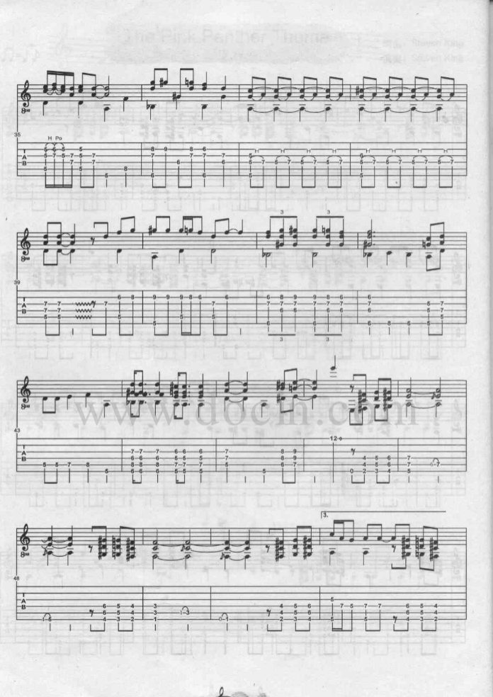 顽皮豹吉他谱_动漫主题曲_顽皮豹指弹谱原调六线谱_豆丁网编配_动漫_豆丁网_调