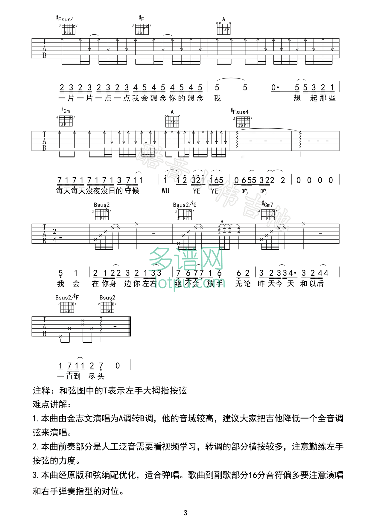 夏洛特烦恼吉他谱_金志文_多谱网_A调
