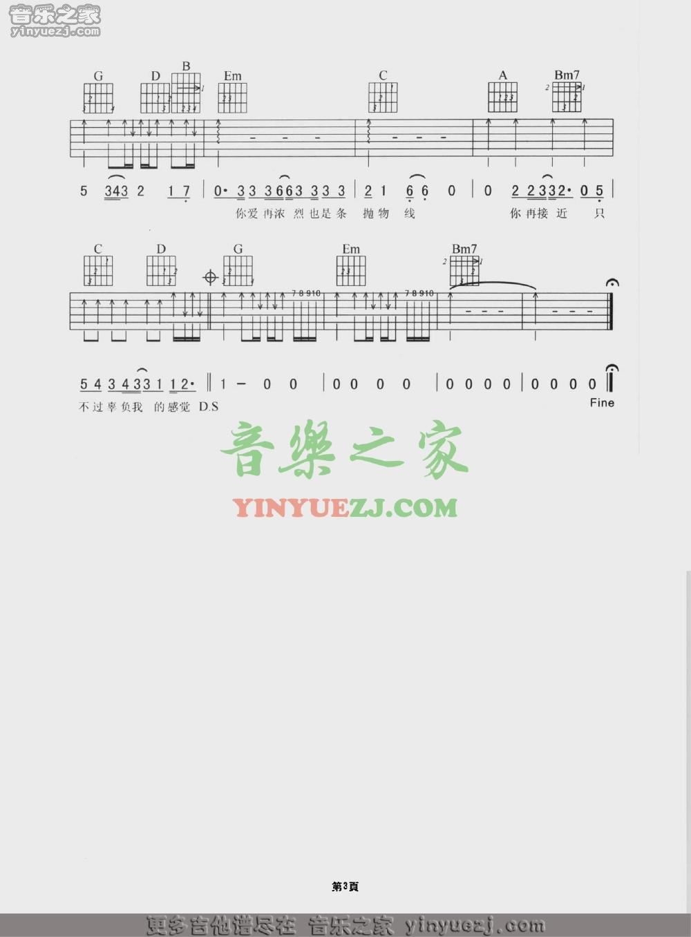 香水吉他谱_谢霆锋_音乐之家_G调