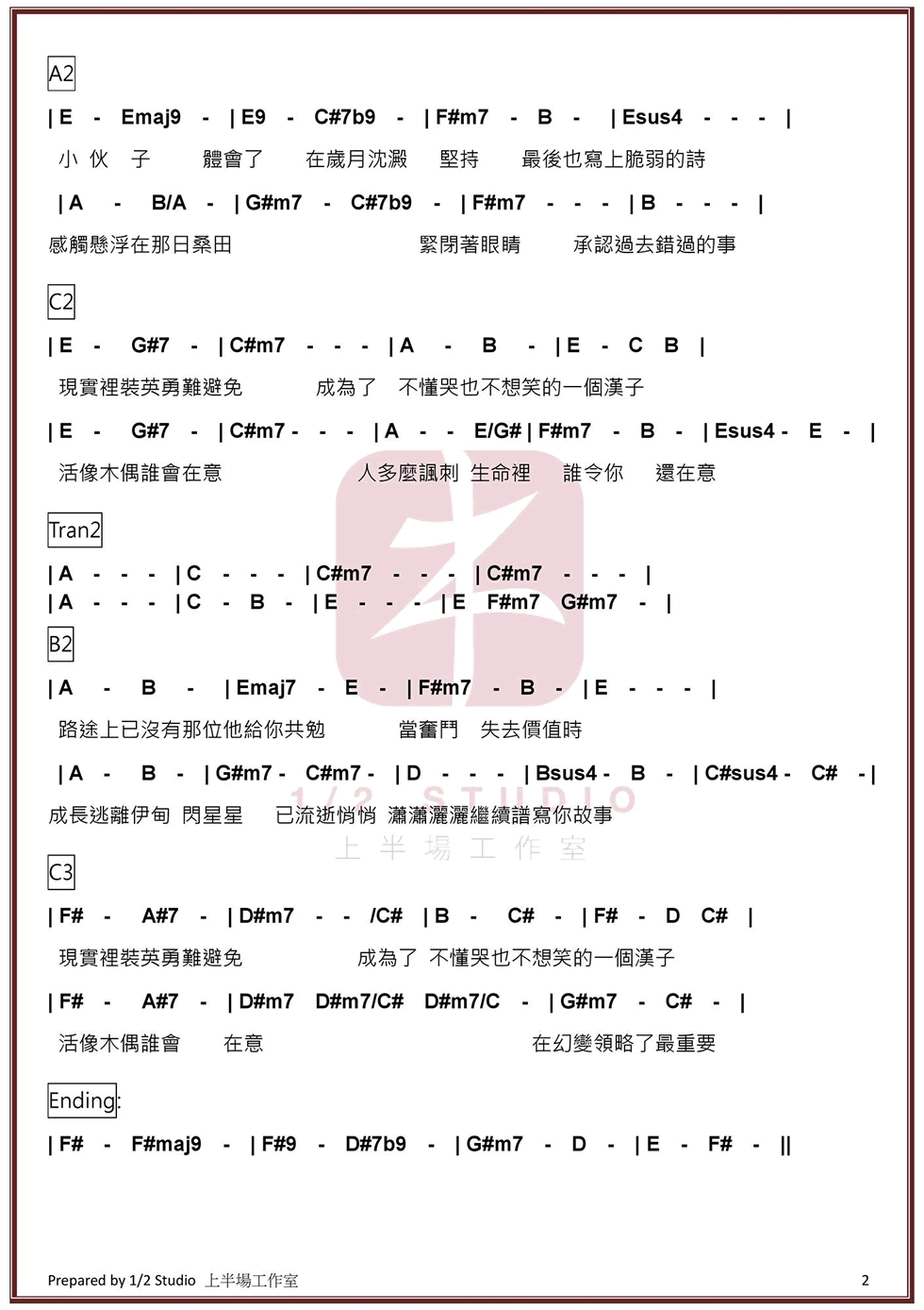 小伙子吉他谱_SupperMoment_上半场工作室_E调 