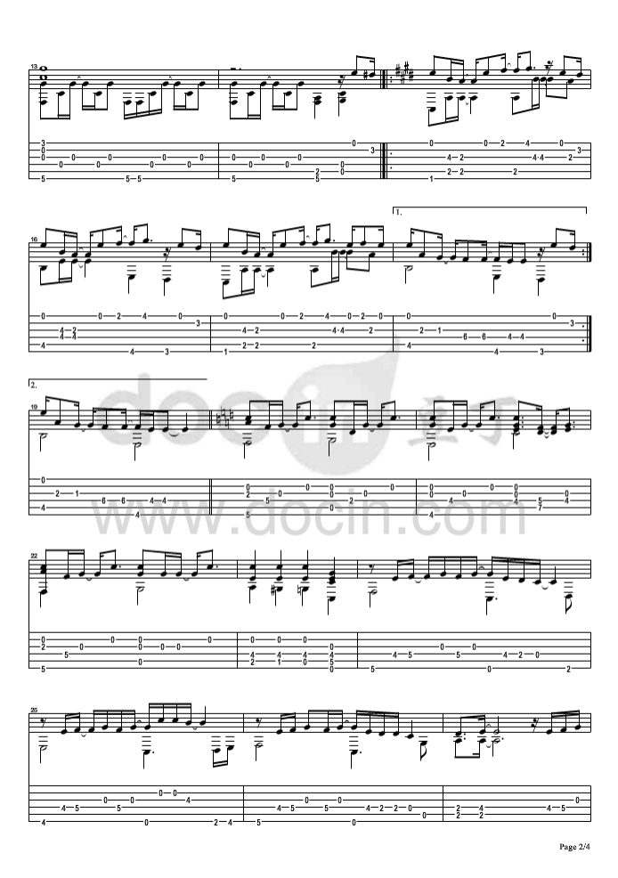 一番の宝物吉他谱_AngelBeats_一番の宝物指弹谱E调六线谱_豆丁网编配__豆丁网_调